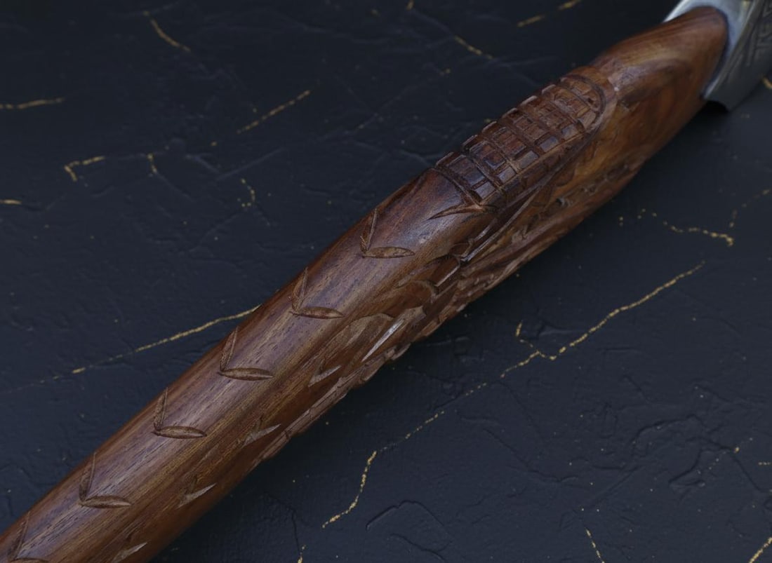 Hand Forged Viking Axe Tomahawk Carbon Steel Blade with Dragon Handle & Sheath - 7