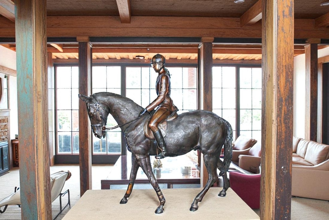 Life Size Bronze Horse and Rider Sculpture Equestrian Art 77" x 31" x 79"H - 2