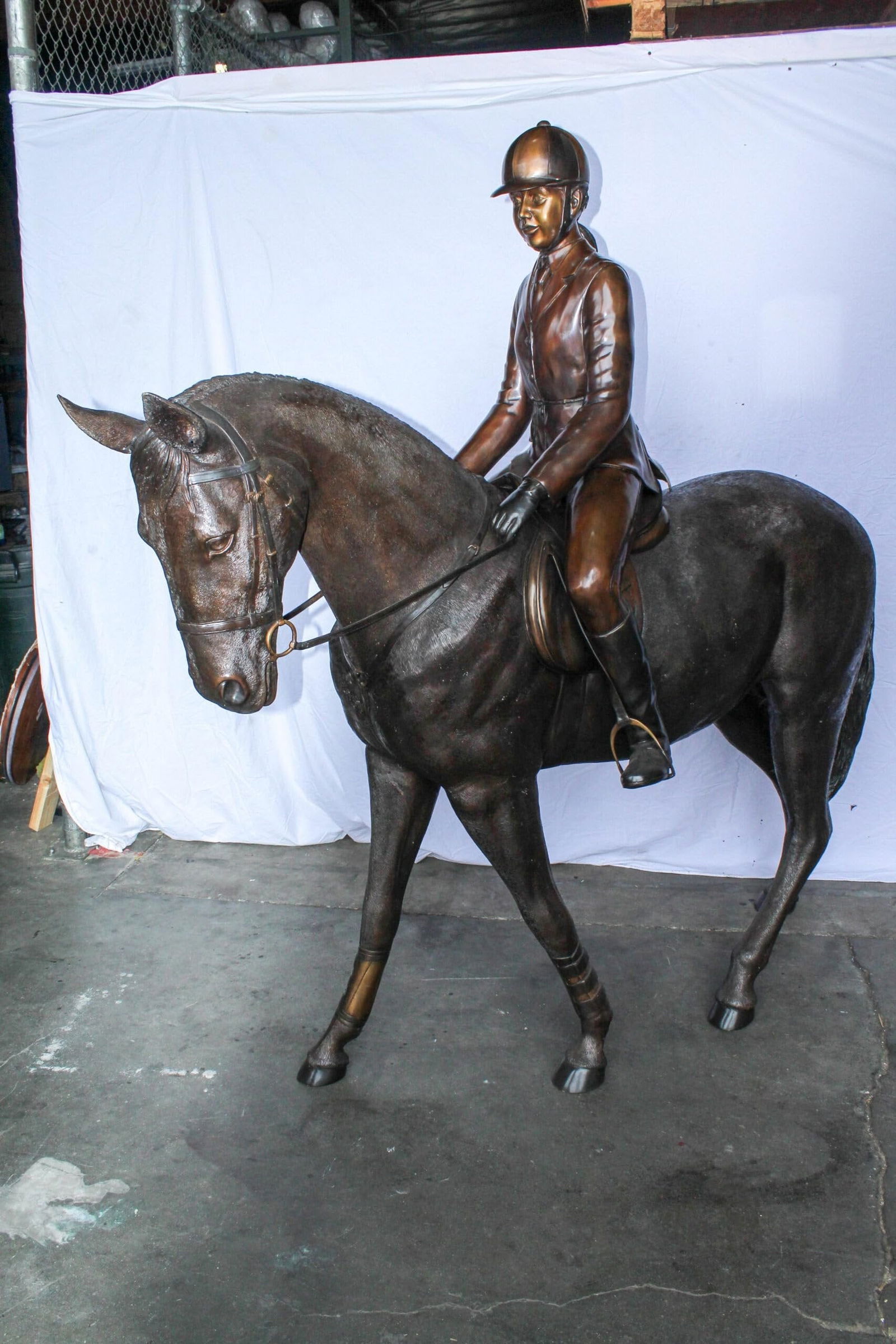 Life Size Bronze Horse and Rider Sculpture Equestrian Art 77" x 31" x 79"H - 4