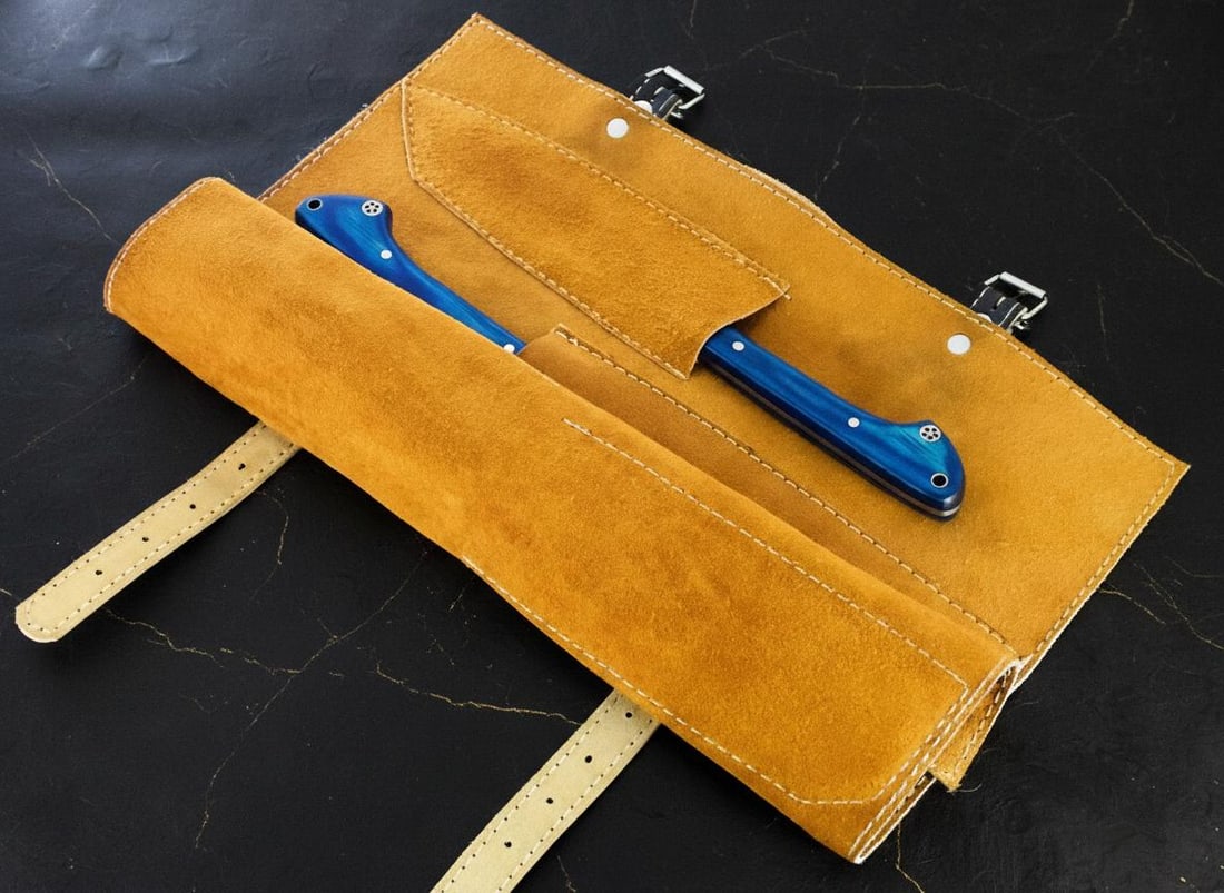 Hand Forged Damascus Steel 5-Piece Chef Knife Set with Pakkawood Handles & Leather Sheath - 6