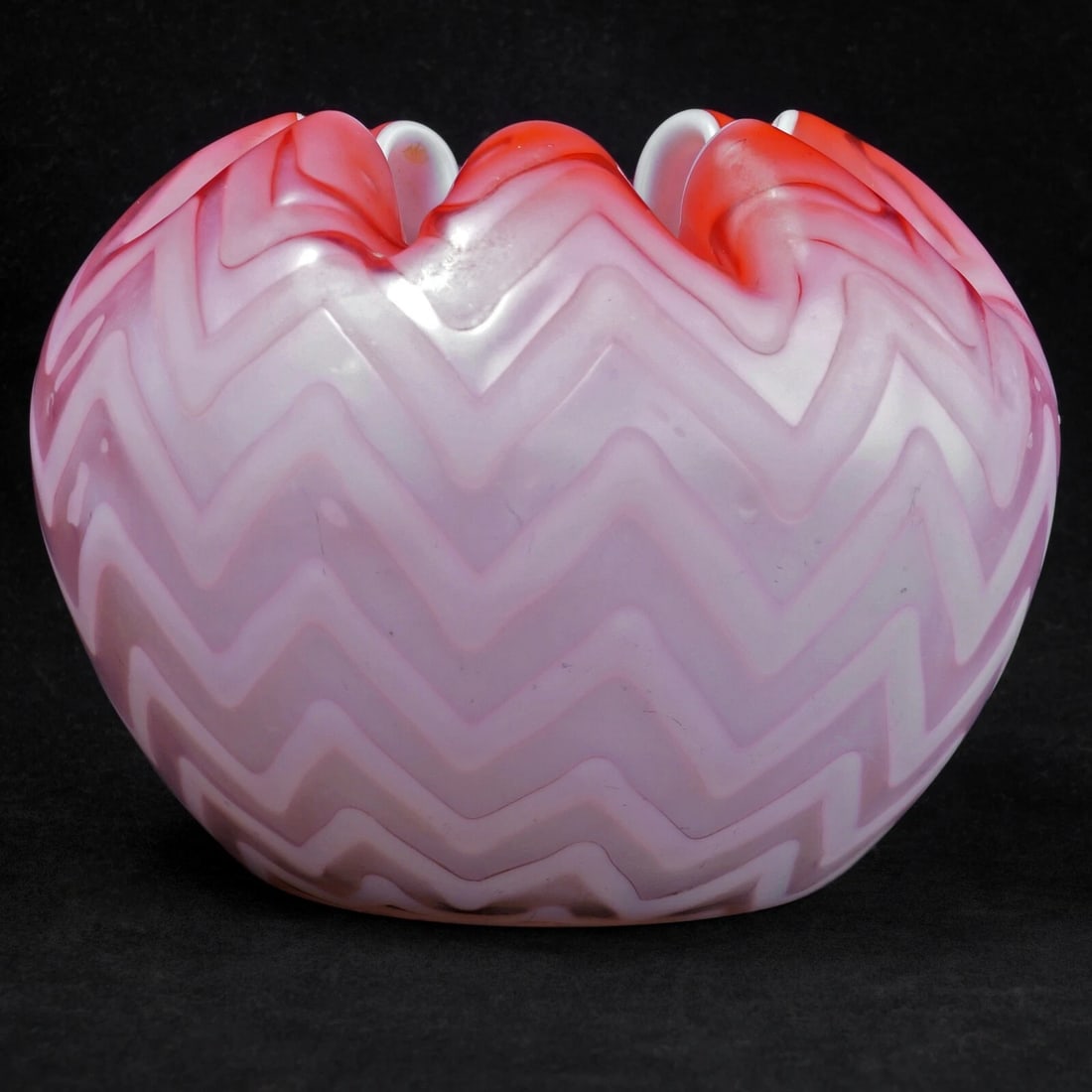 Victorian Cranberry Satin Glass Vase 19th C - 2