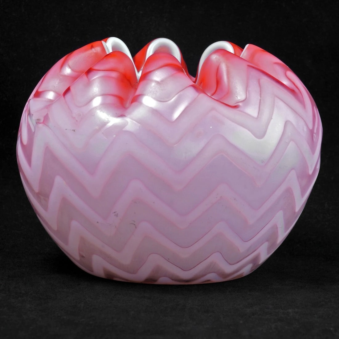 Victorian Cranberry Satin Glass Vase 19th C - 3