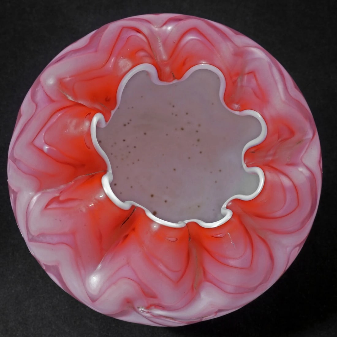 Victorian Cranberry Satin Glass Vase 19th C - 5