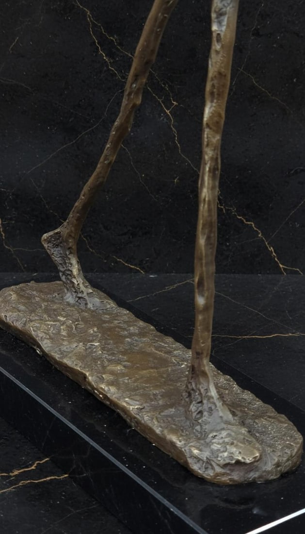 Abstract Bronze Statue of a Walking Man on a Solid Marble Base Figurine - 8