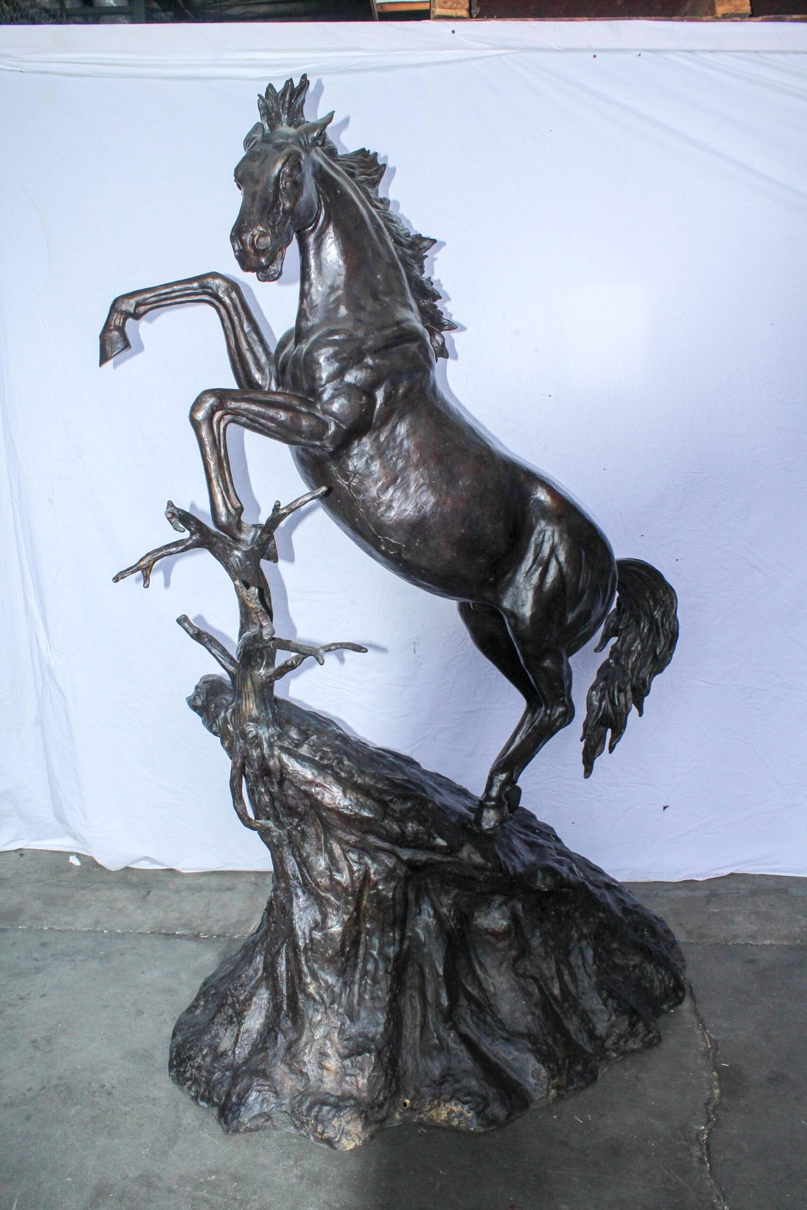 Life Size Bronze Rearing Horse Sculpture by J. Dagan 60" x 37" x 81"H - 2