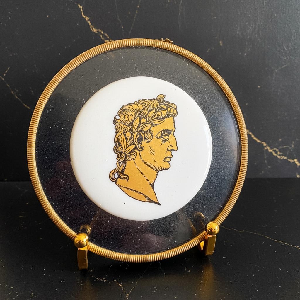 Pair of Vintage 1950s Roman Wall Plaques Julius Caesar Motif Mid-Century Decor - 7