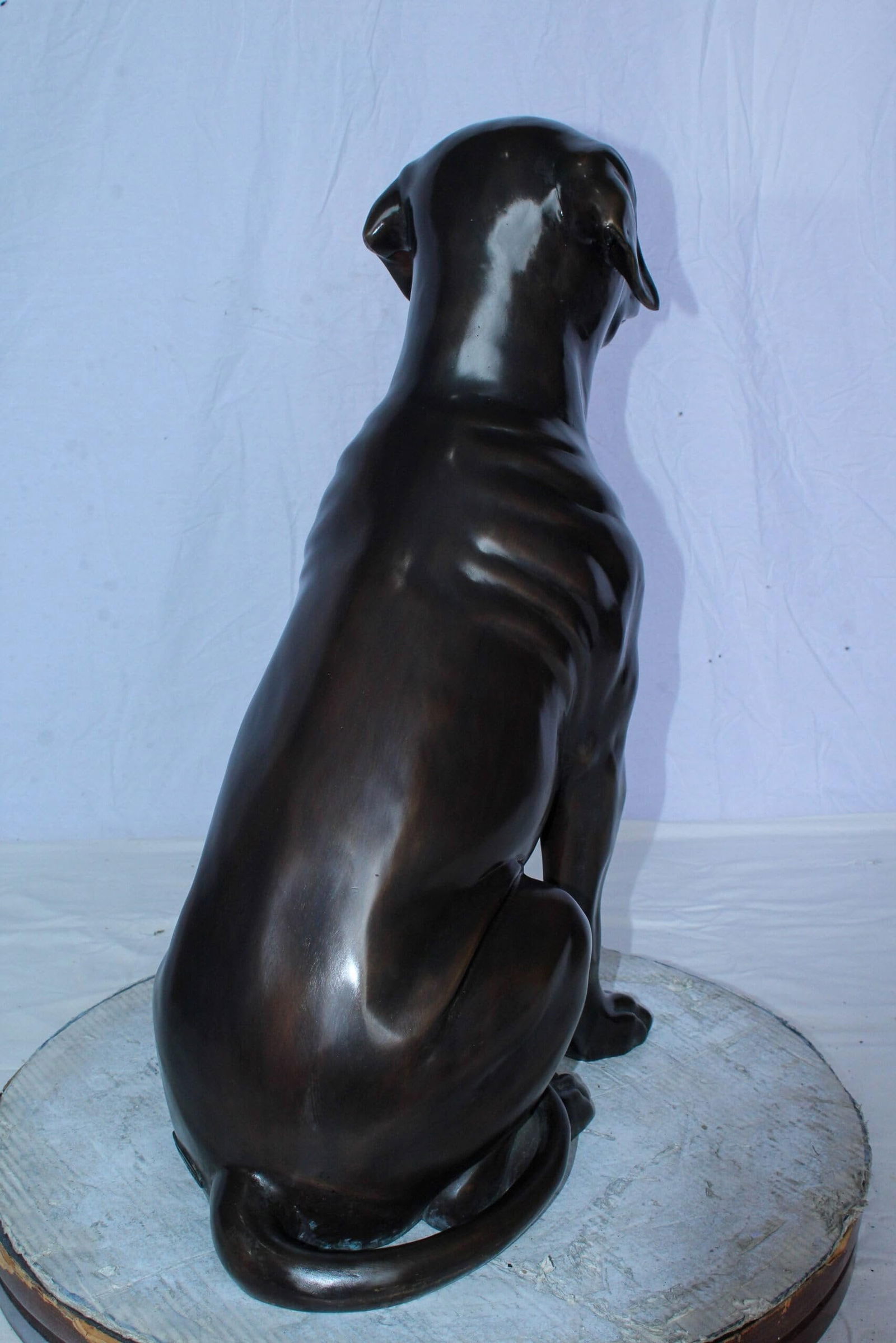Large Bronze Chocolate Labrador Dog Statue Sitting Pose 22" x 12" x 27"H - 9