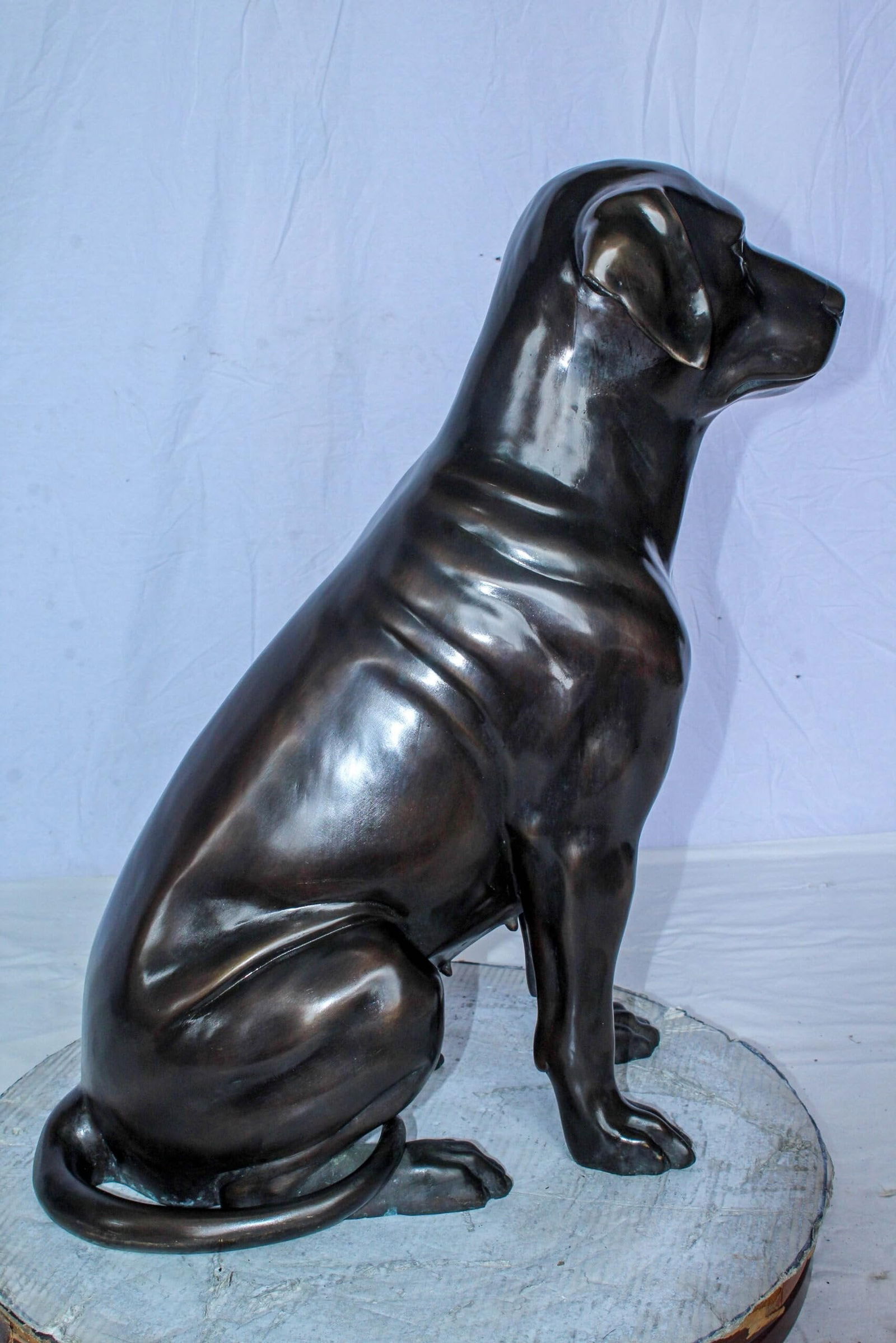 Large Bronze Chocolate Labrador Dog Statue Sitting Pose 22" x 12" x 27"H - 10