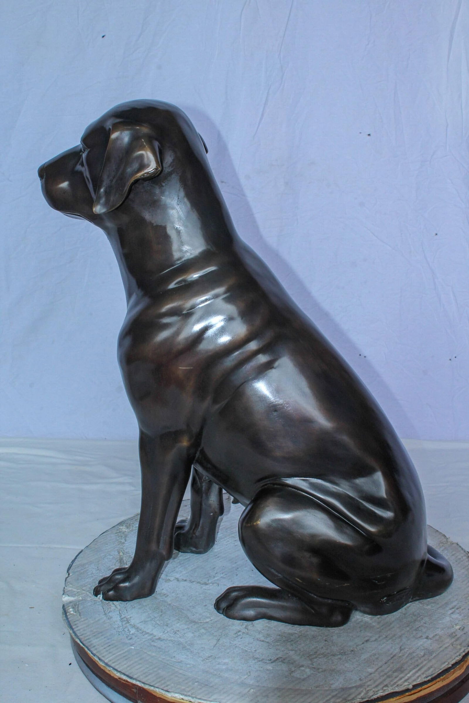 Large Bronze Chocolate Labrador Dog Statue Sitting Pose 22" x 12" x 27"H - 7