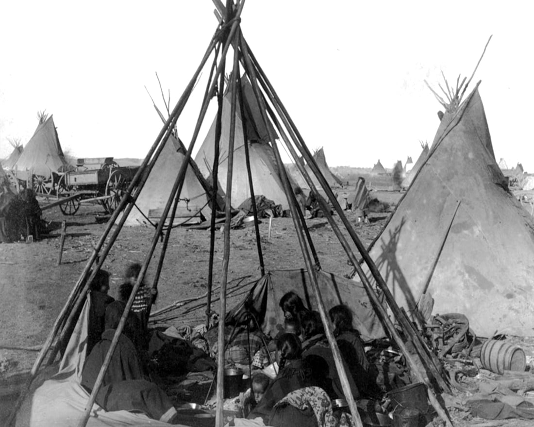 1891, Home of Mrs. American Horse, visiting with friends at camp for 'so-called hostiles'. (1 of 1)