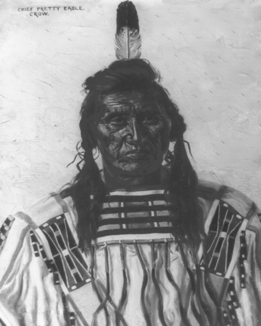 1897, CHIEF PRETTY EAGLE, CROW. (PHOTOLITHO AFTER PAINTING) (1 of 1)