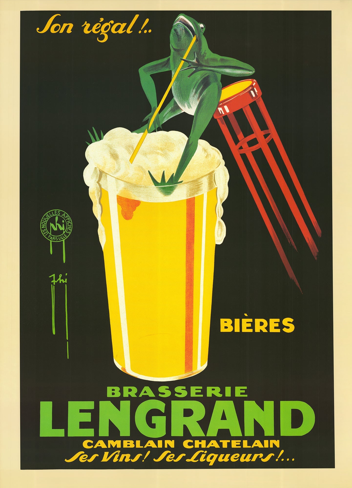 Giuseppe Piana - Brasserie Lengrand - Offset Lithograph 47.5" x 33.75" (1 of 4)