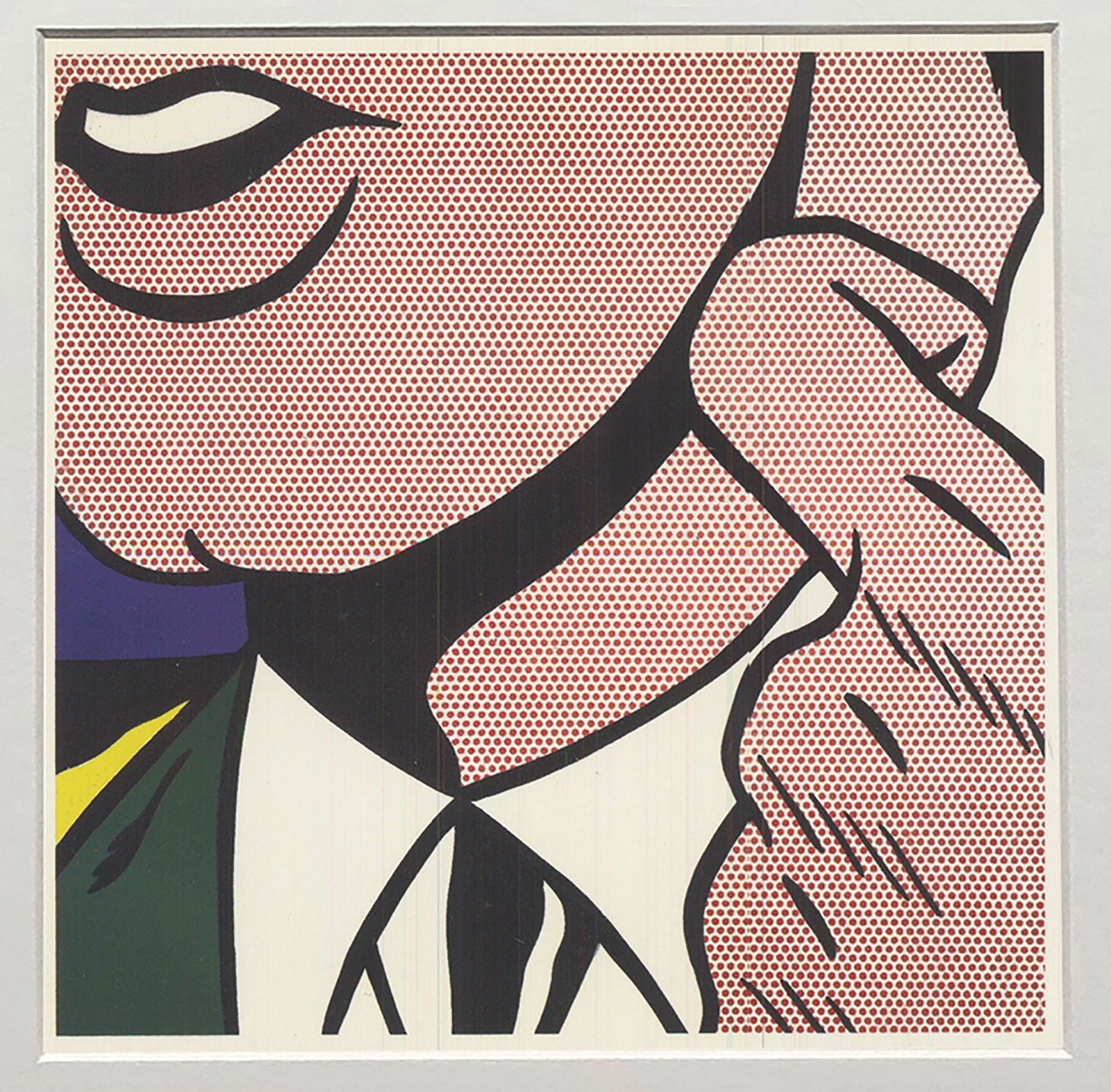 Roy Lichtenstein - Half Face with Collar - 1993 Offset Lithograph 4.25" x 6" - 2