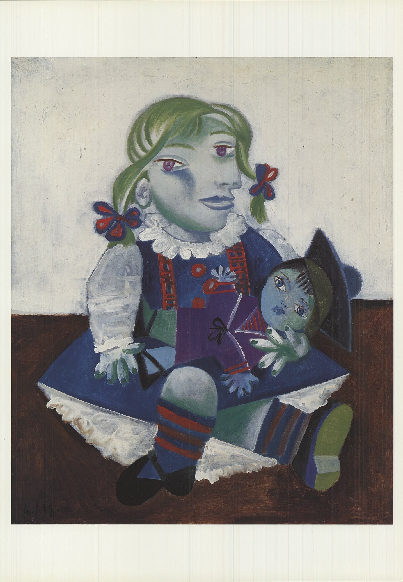 Pablo Picasso - Maya with Doll - 1993 Offset Lithograph 17" x 12": Title: Pablo Picasso - Maya with Doll - 1993 Offset Lithograph 17" x 12" Artist: Pablo Picasso Description: "Maya with Doll" by Pablo Picasso, 1993 Unsigned Offset Lithograph. Paper size is 17 x 12
