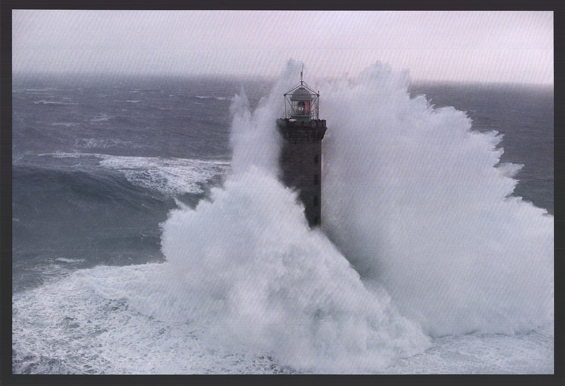 Jean Guichard - Phares Dans la Tempete - Kereon (Sm) - Offset Lithograph 19.75" x 28.75": Title: Jean Guichard - Phares Dans la Tempete - Kereon (Sm) - Offset Lithograph 19.75" x 28.75" Artist: Jean Guichard Description: "Phares Dans la Tempete - Kereon (Sm)" by Jean Guichard, Unsigned