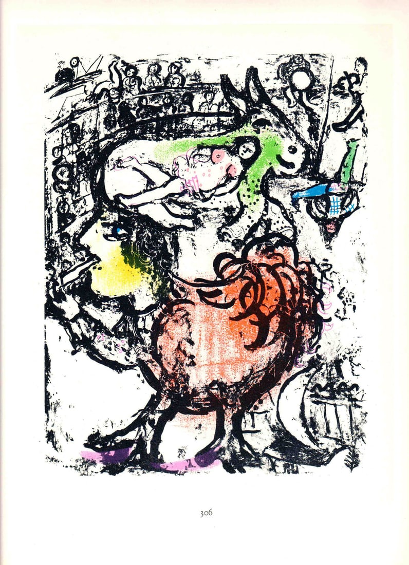 Marc Chagall - Pirouette au Cirque - 1963 Offset Lithograph 12.5" x 9.75": Title: Marc Chagall - Pirouette au Cirque - 1963 Offset Lithograph 12.5" x 9.75" Artist: Marc Chagall Description: "Pirouette au Cirque" by Marc Chagall, 1963 Unsigned Offset Lithograph. Paper size