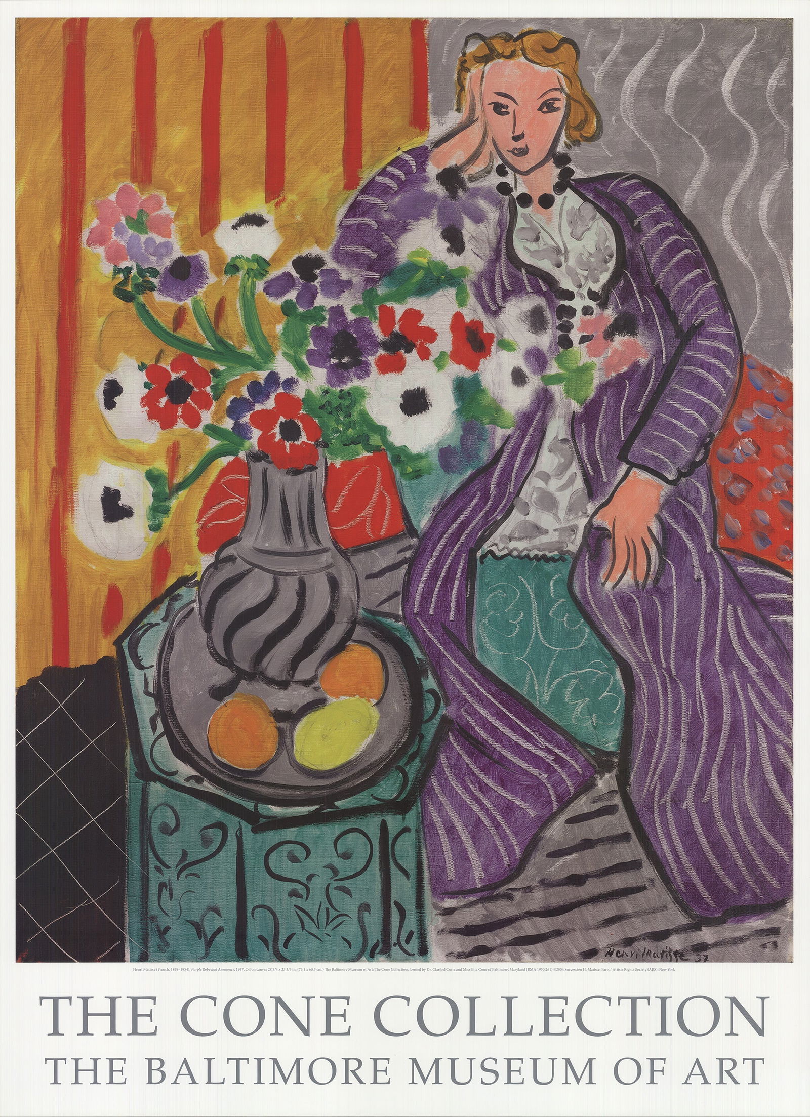 Henri Matisse - Purple Robe and Anemones - 2004 Offset Lithograph 33" x 24": Title: Henri Matisse - Purple Robe and Anemones - 2004 Offset Lithograph 33" x 24" Artist: Henri Matisse Description: "Purple Robe and Anemones" by Henri Matisse, 2004 Unsigned Offset Lithograph. Pape