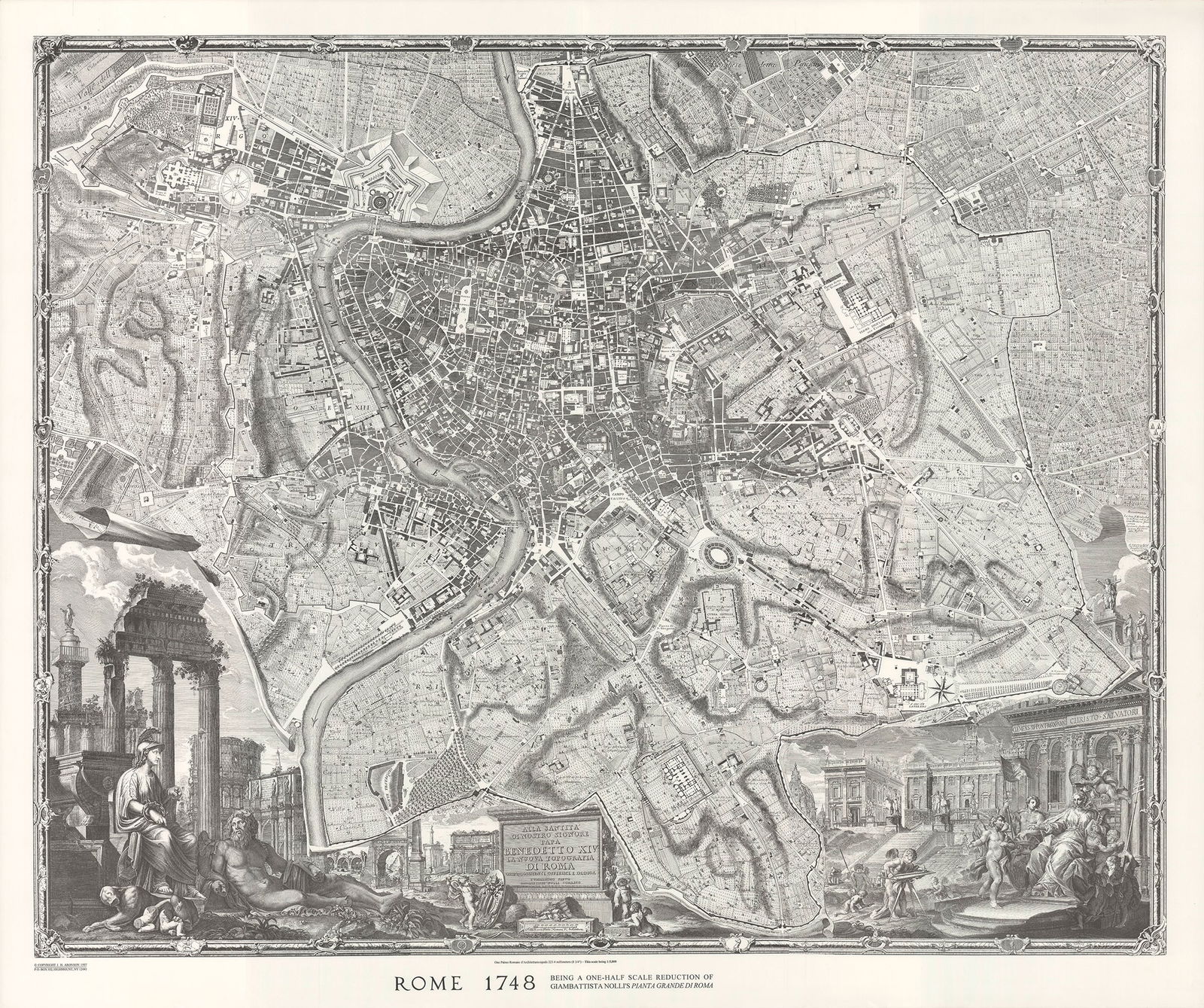 Giambattista Nolli - Rome in 1748 - 1997 Offset Lithograph 36" x 43" (1 of 4)