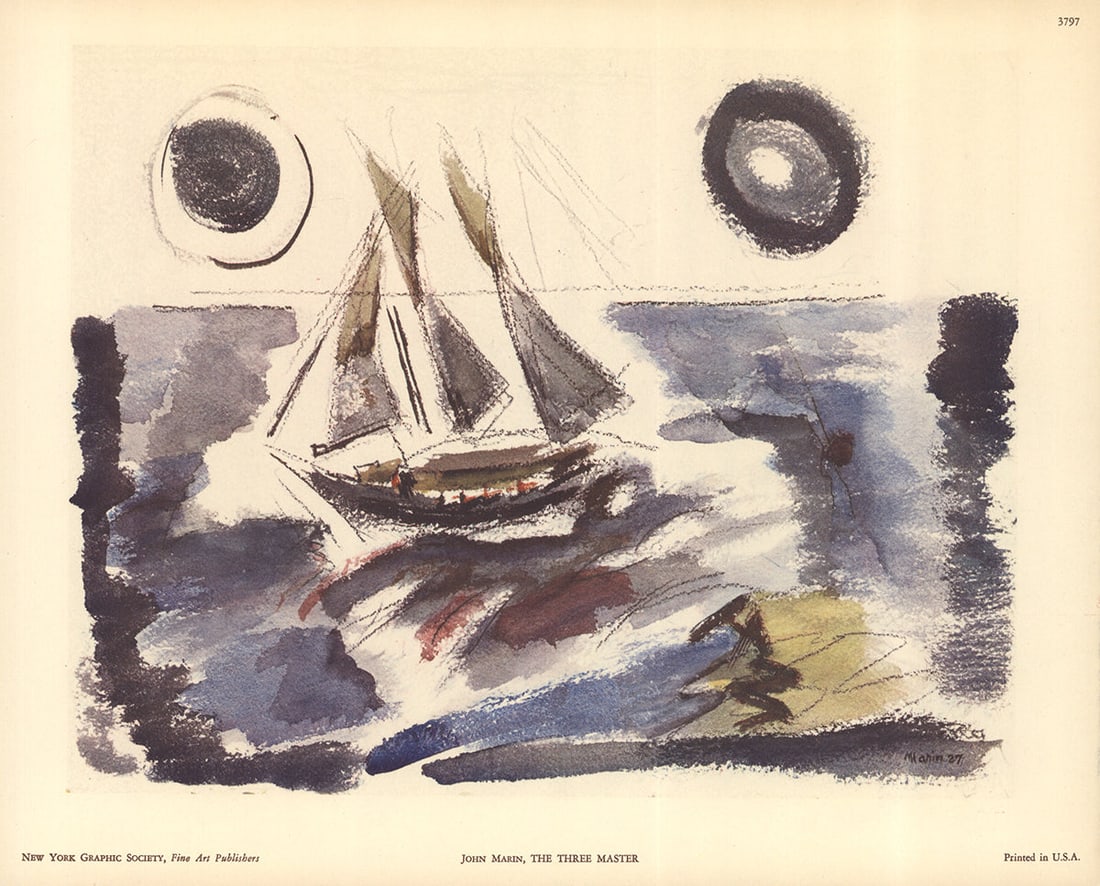 John Marin - The Three Master - Lithograph 10" x 12.5" (1 of 1)