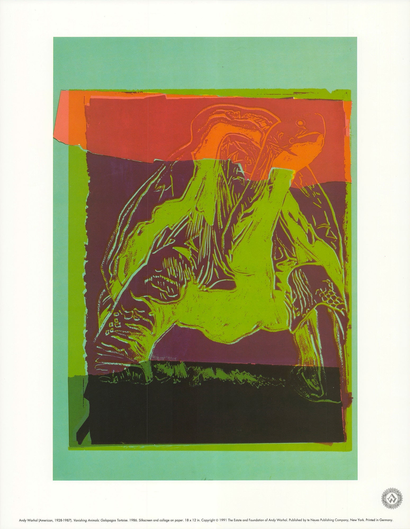 Andy Warhol - Vanishing Animals: Galapagos Tortoise - 1991 Offset Lithograph 15.75" x 12.25" (1 of 4)