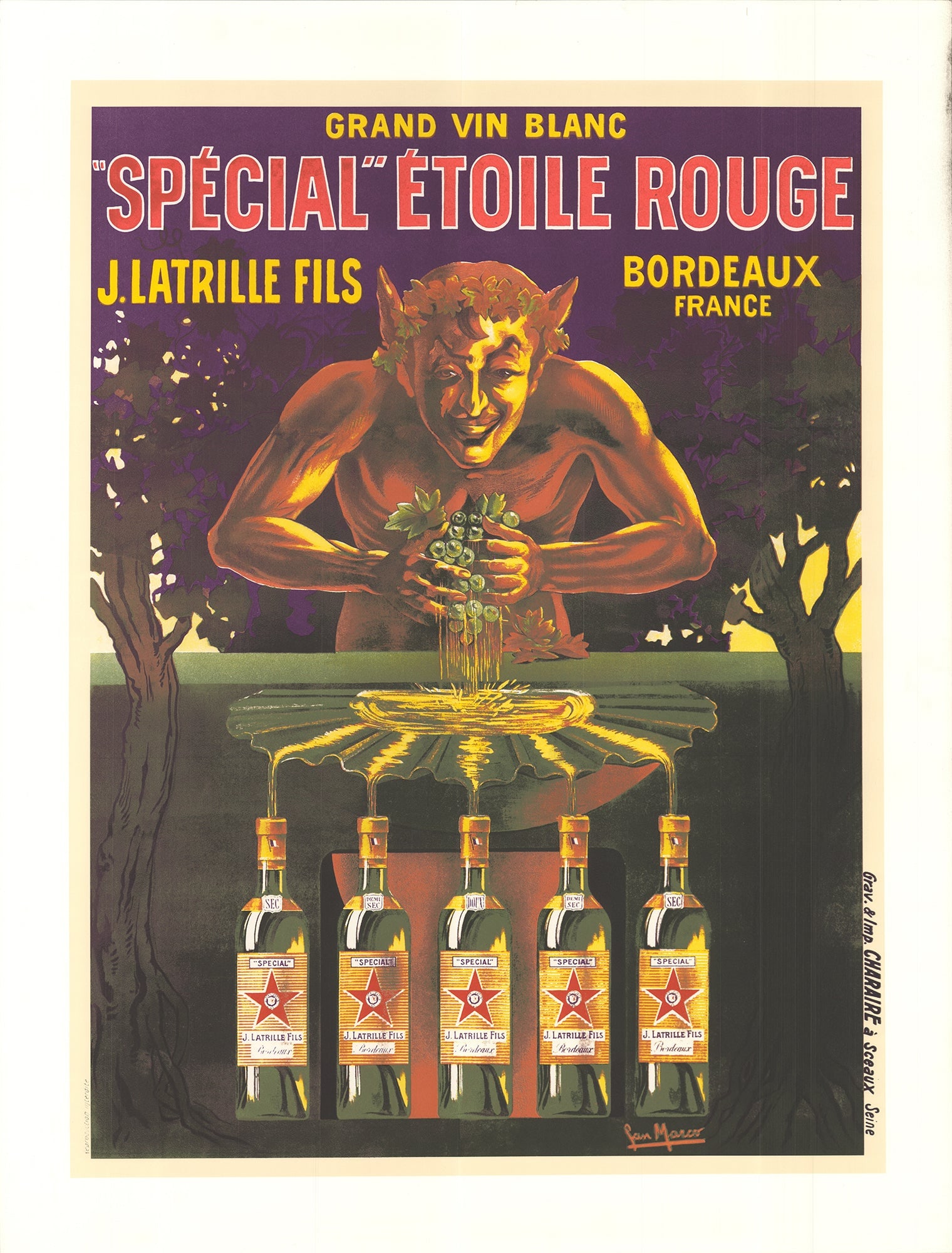 San Marco - "Special" Etoile Rouge - Offset Lithograph 50" x 38.25": Title: San Marco - "Special" Etoile Rouge - Offset Lithograph 50" x 38.25" Artist: San Marco Description: "\"Special\" Etoile Rouge" by San Marco, Unsigned Offset Lithograph. Paper size is 50 x 38.25