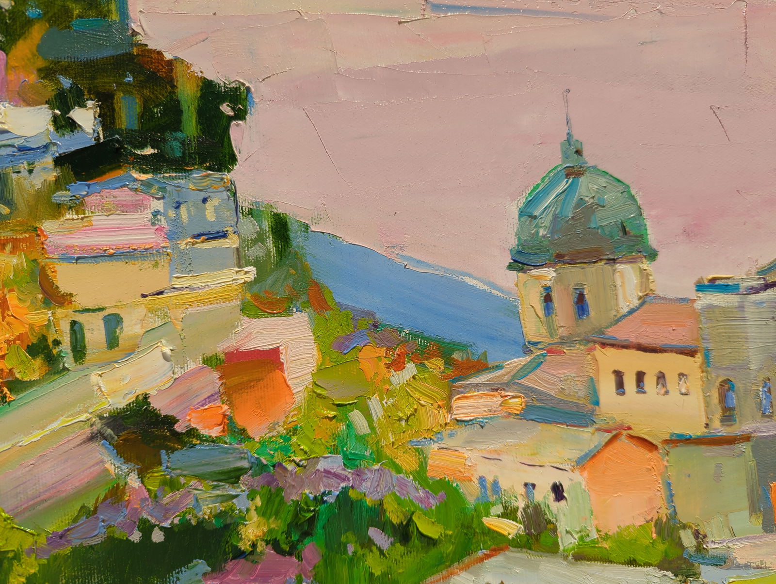 Oil painting Coastal city of Amalfi Yegor Dulin - 3