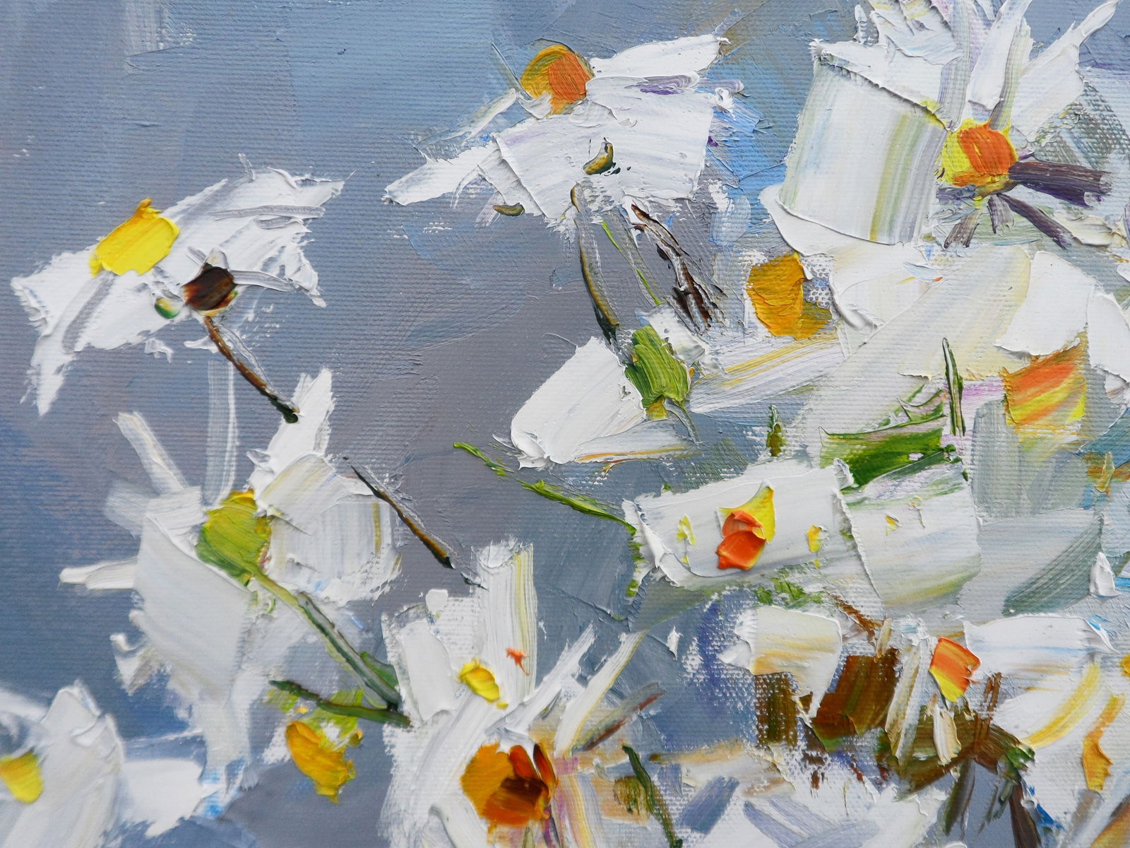 Oil painting White Chrysanthemums Yegor Dulin - 4