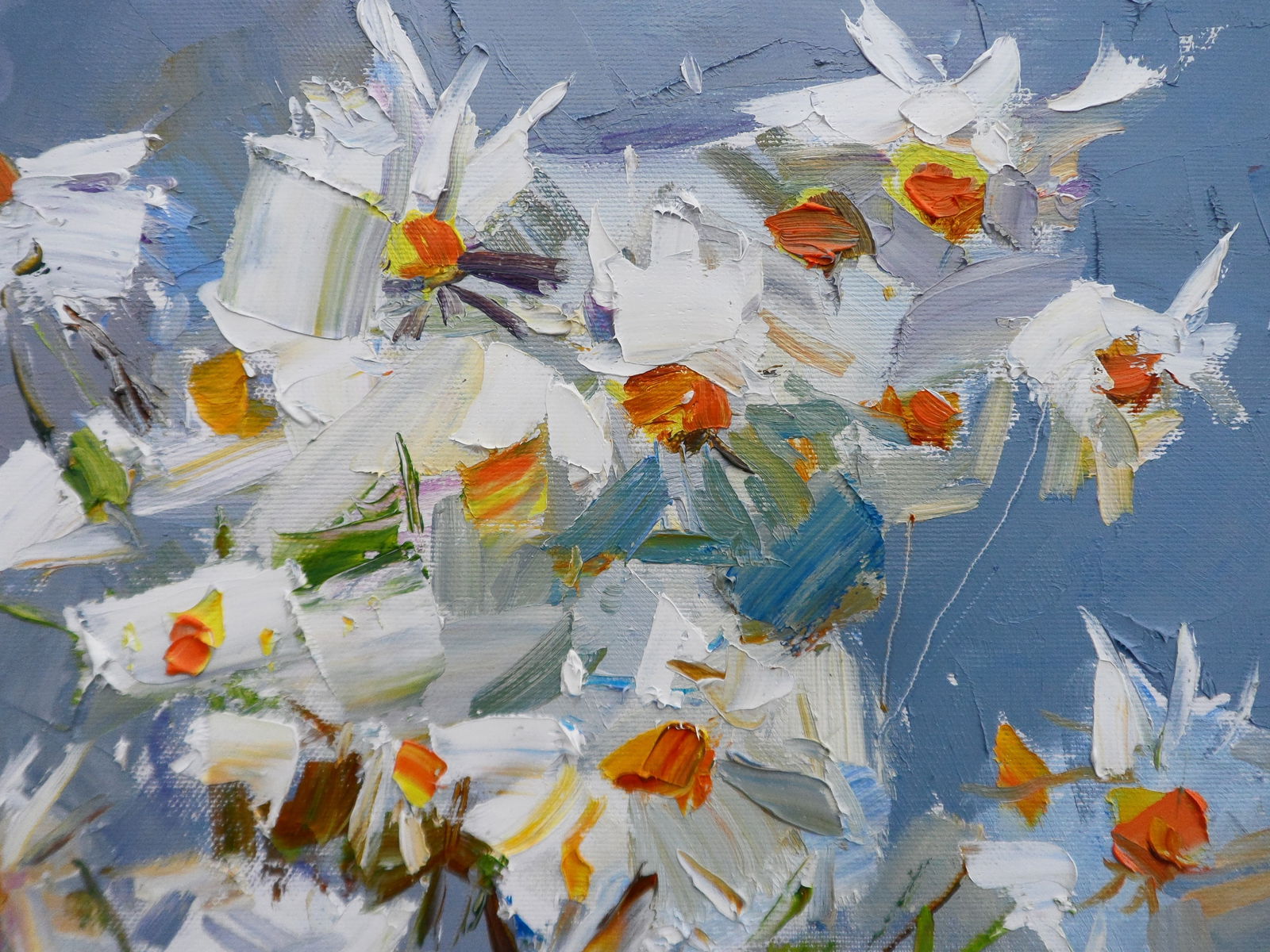 Oil painting White Chrysanthemums Yegor Dulin - 5