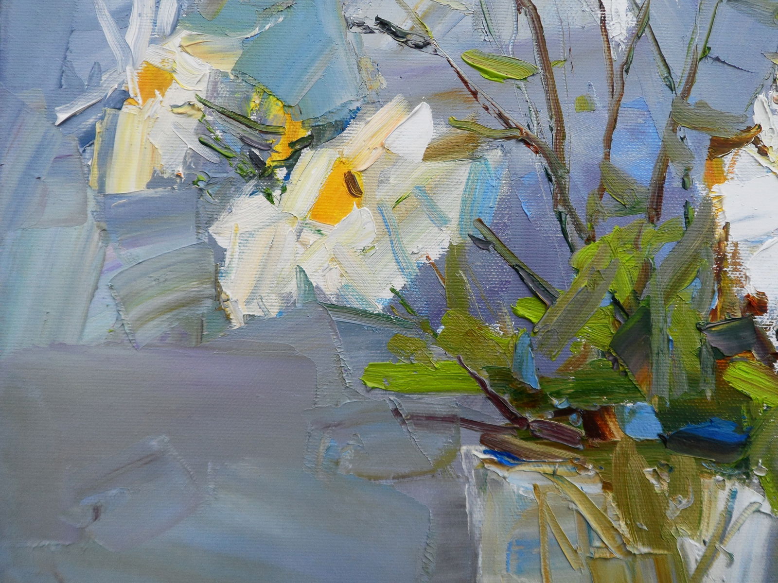 Oil painting White Chrysanthemums Yegor Dulin - 7