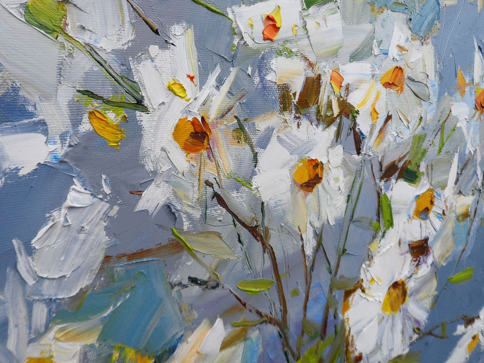Oil painting White Chrysanthemums Yegor Dulin - 9
