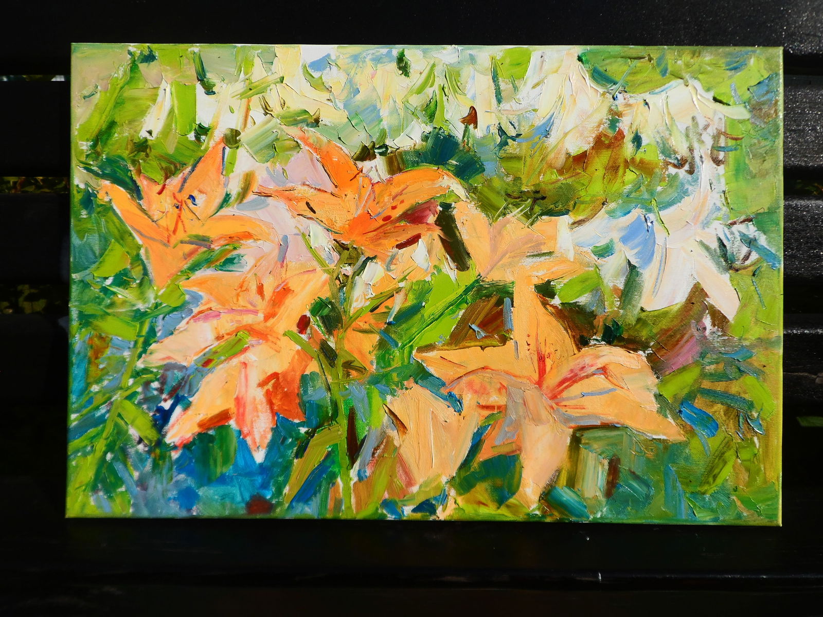 Oil painting Orange and White Lilies flowers Yegor Dulin - 9