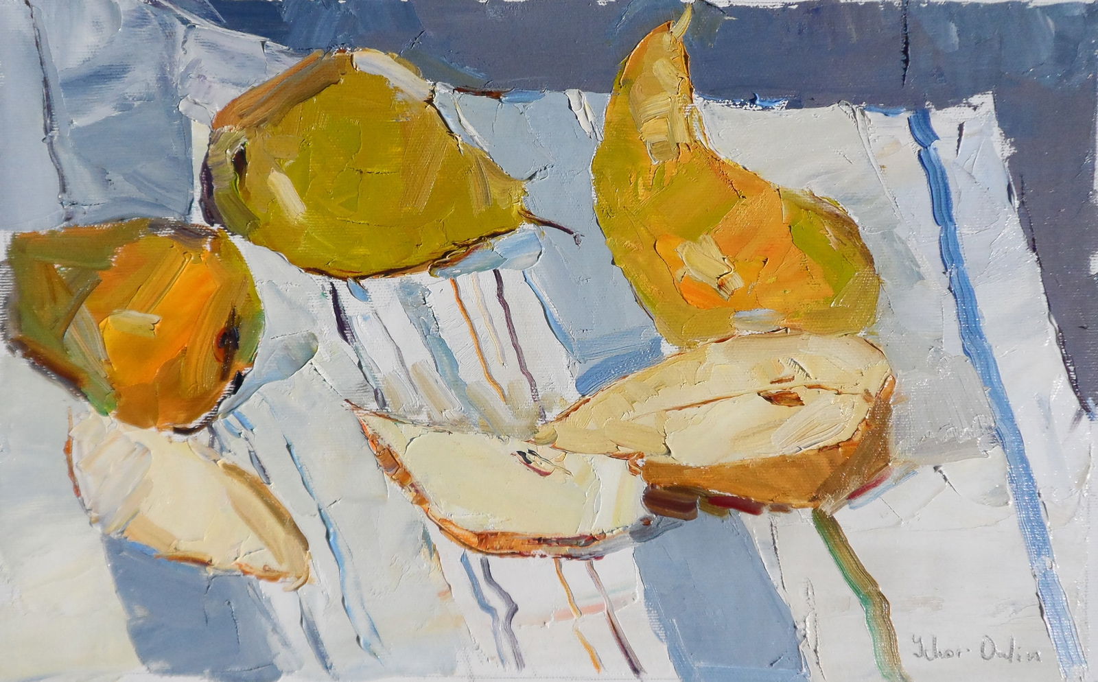 Oil painting Sweet pears on the table Yegor Dulin (1 of 7)