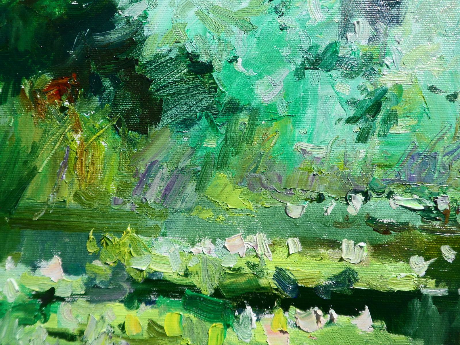 Oil painting Water Lilies in a Forest Lake Yegor Dulin - 4