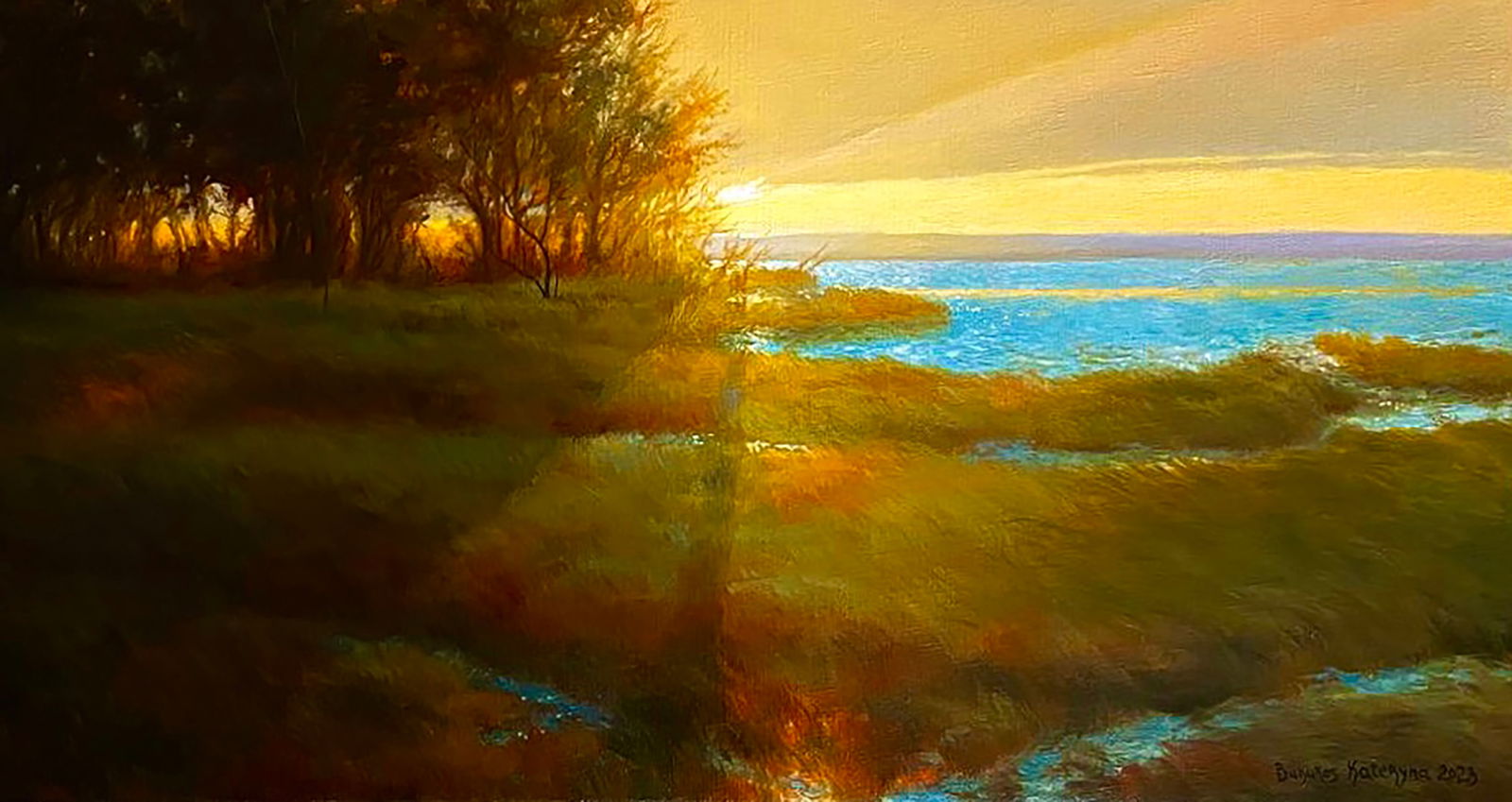 Oil painting Evening landscape Kateryna Bukuros - 5