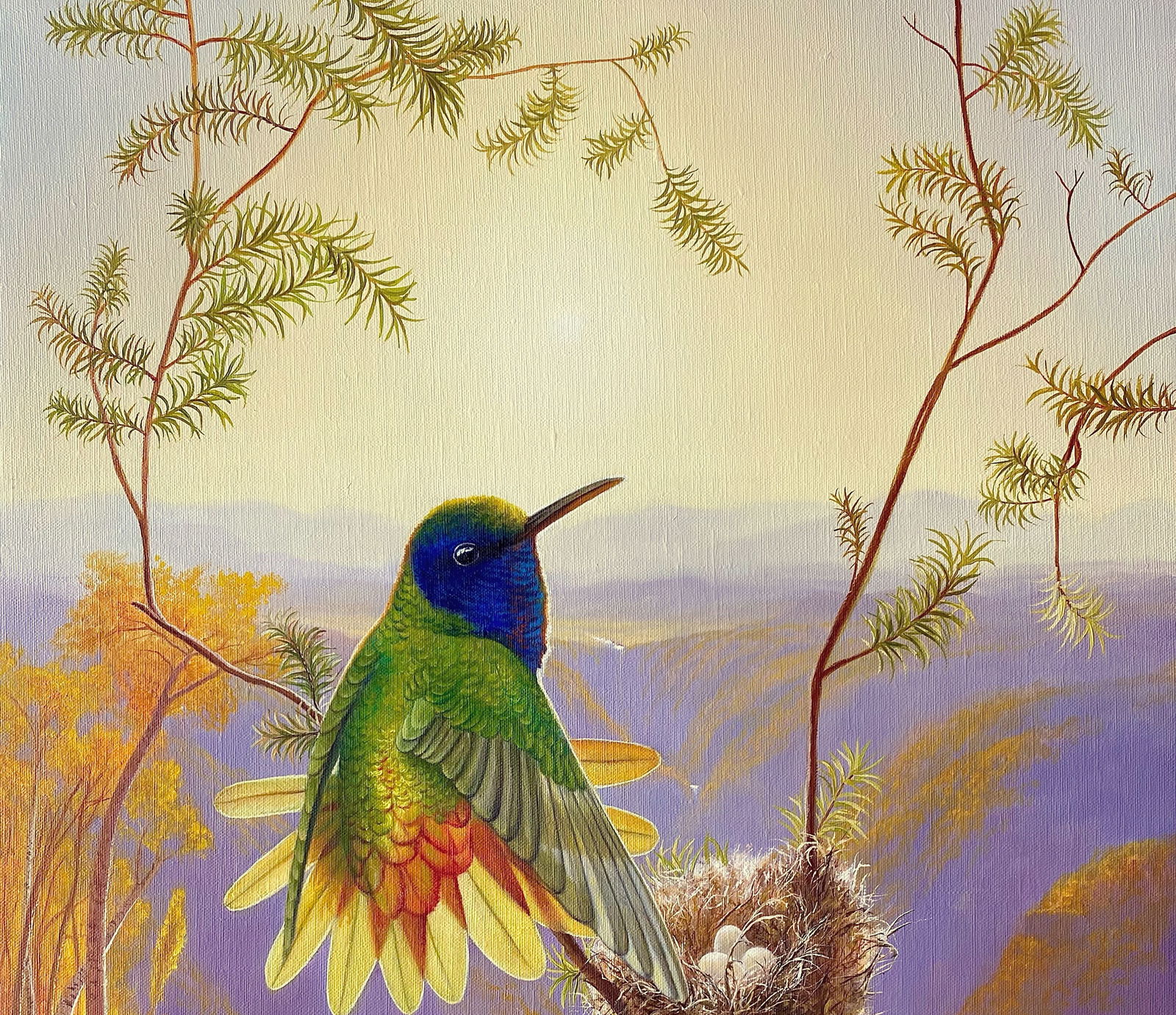 Oil painting Hummingbird nest Kateryna Bukuros - 7