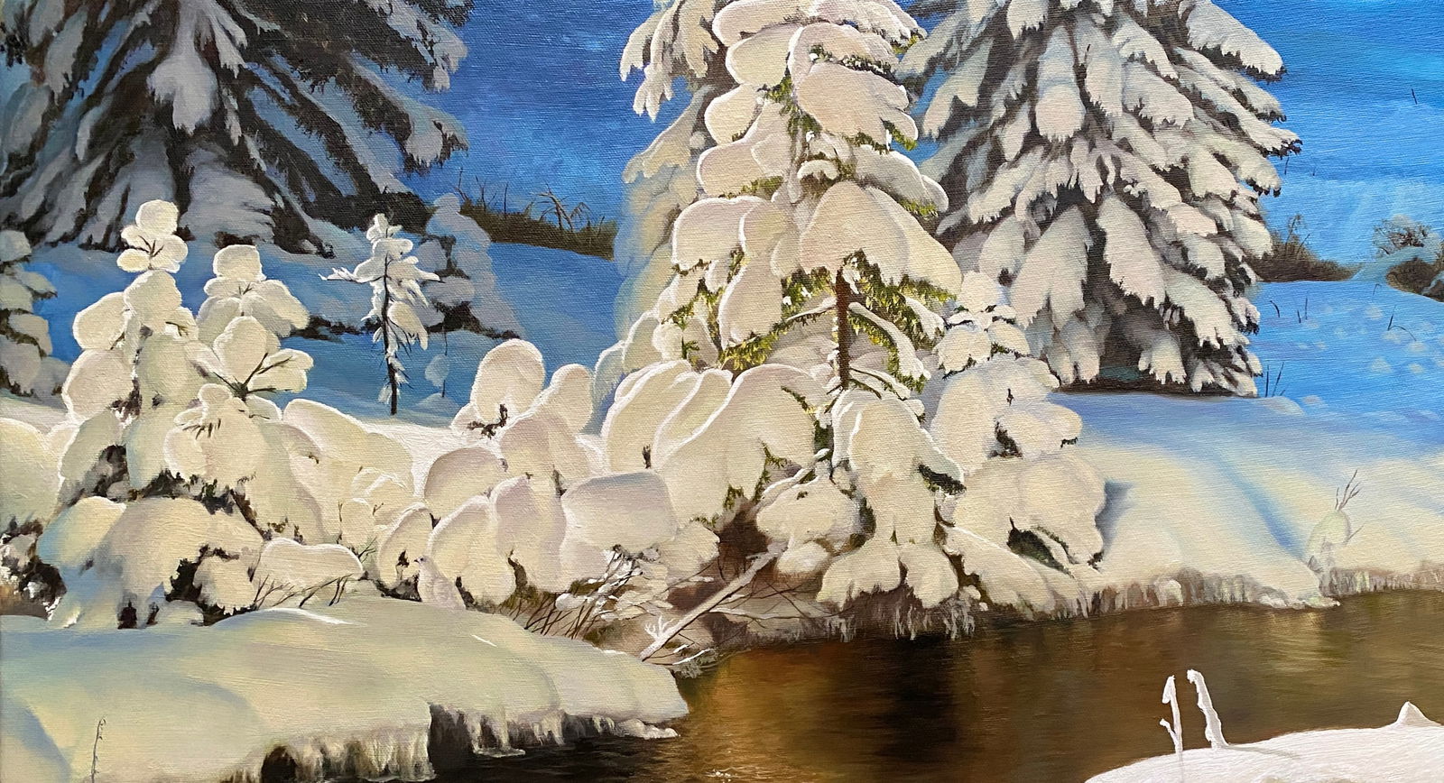 Oil painting Winter forest Kateryna Bukuros - 2
