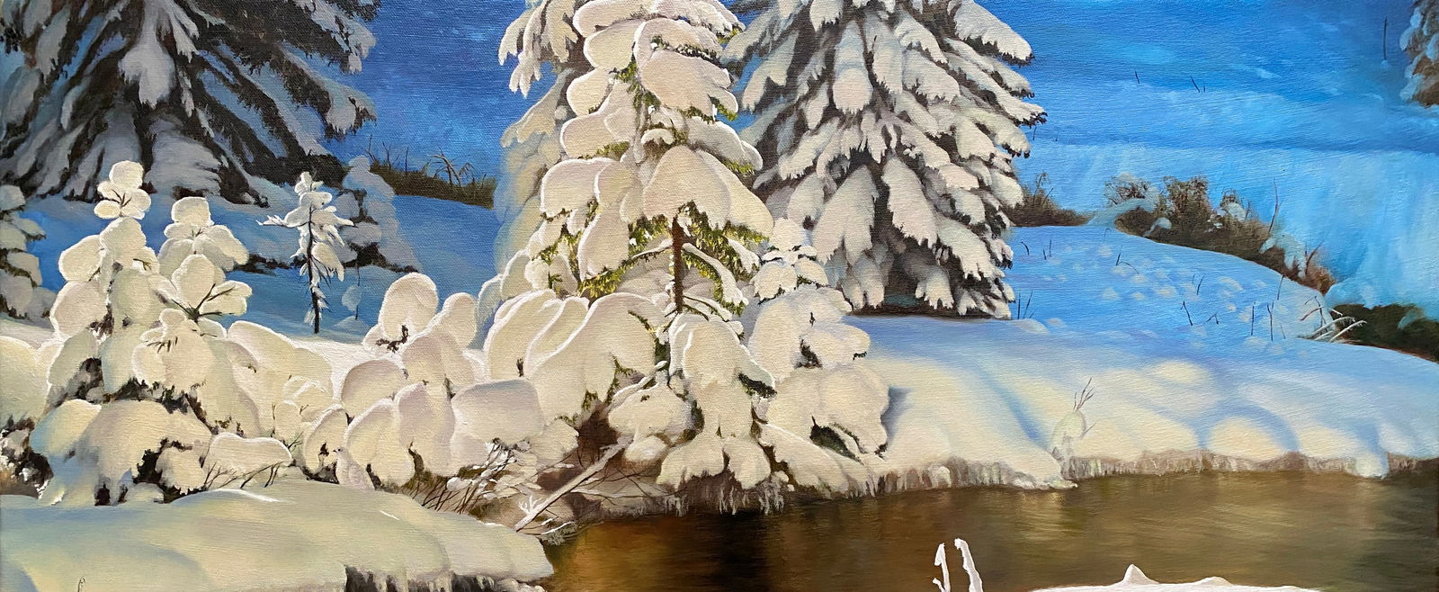 Oil painting Winter forest Kateryna Bukuros - 6