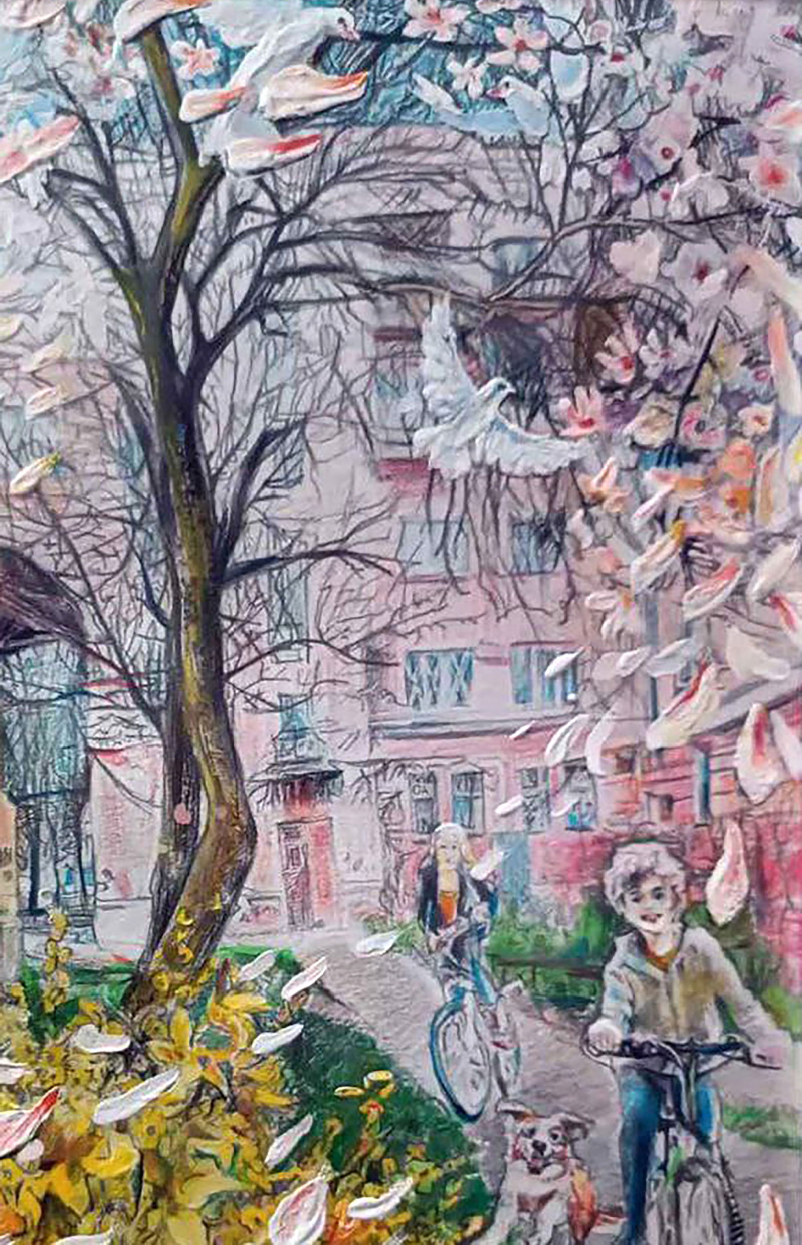 Color pencil painting Spring mood in the city Elena Yurko - 4