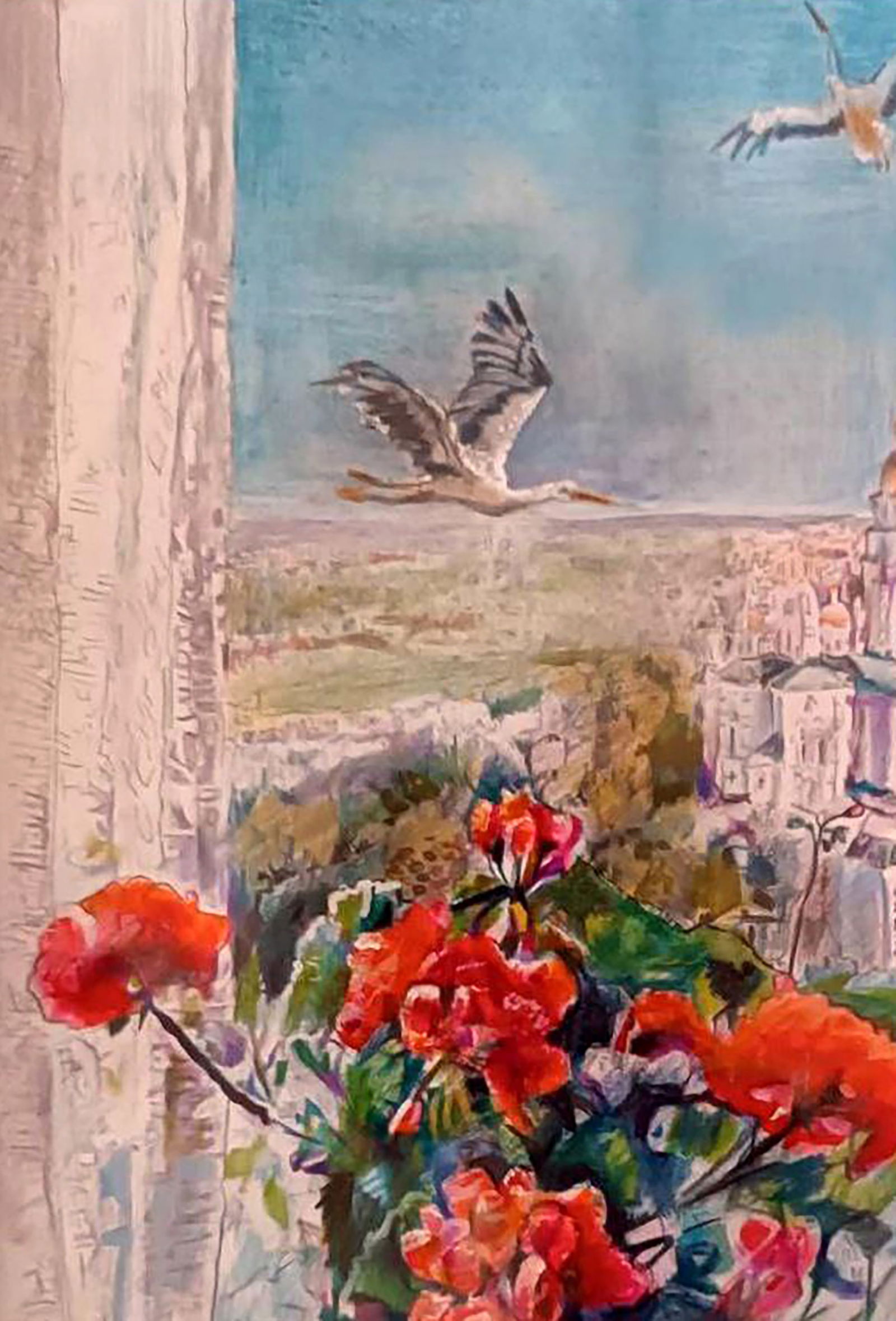 Color pencil painting View from the window Elena Yurko - 3