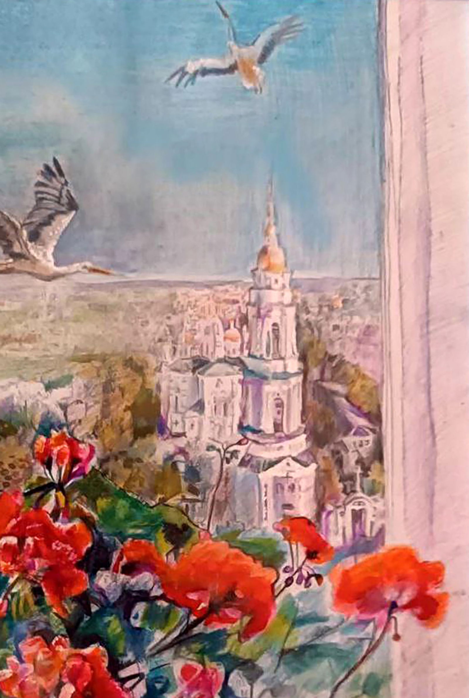 Color pencil painting View from the window Elena Yurko - 4