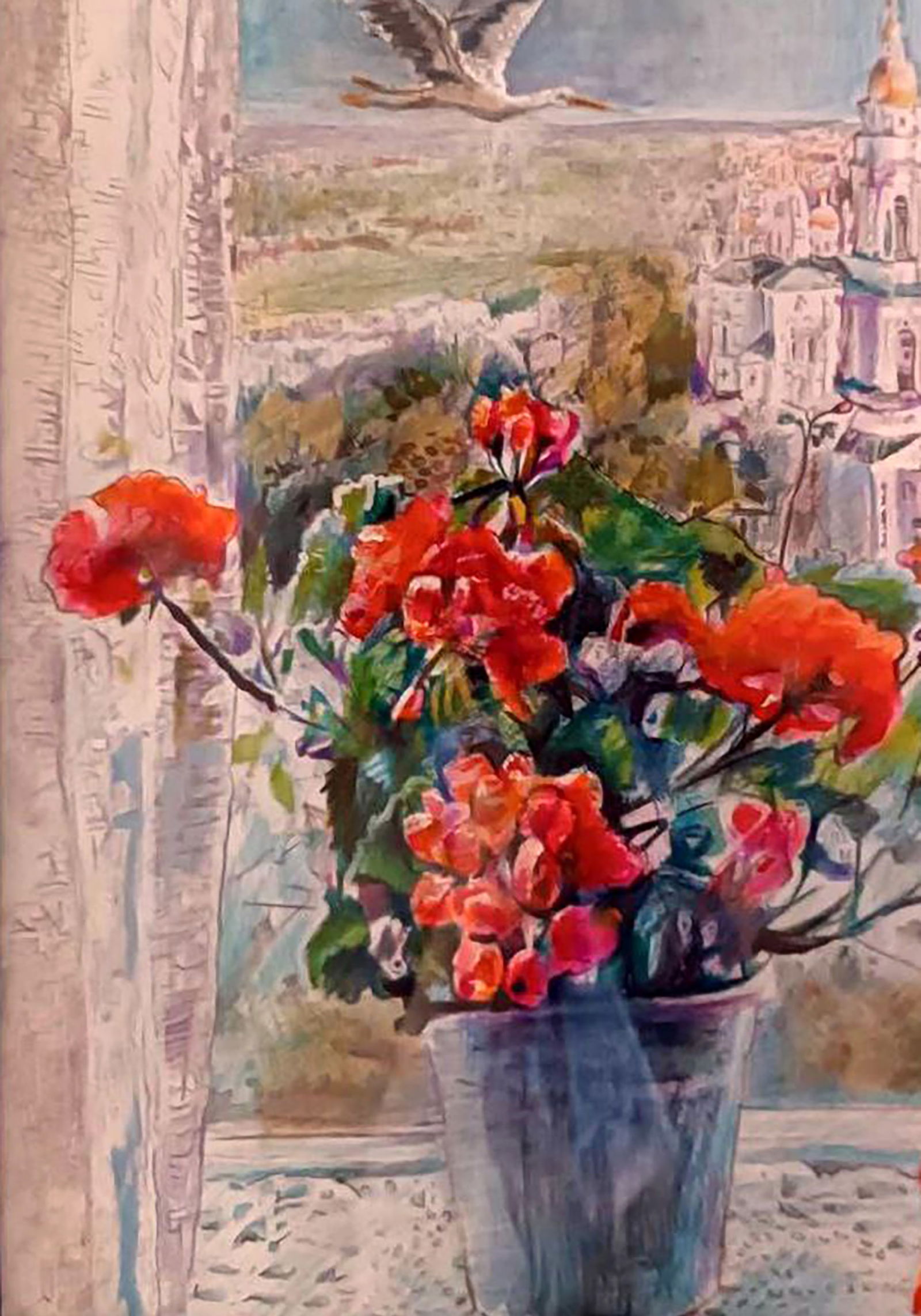 Color pencil painting View from the window Elena Yurko - 5