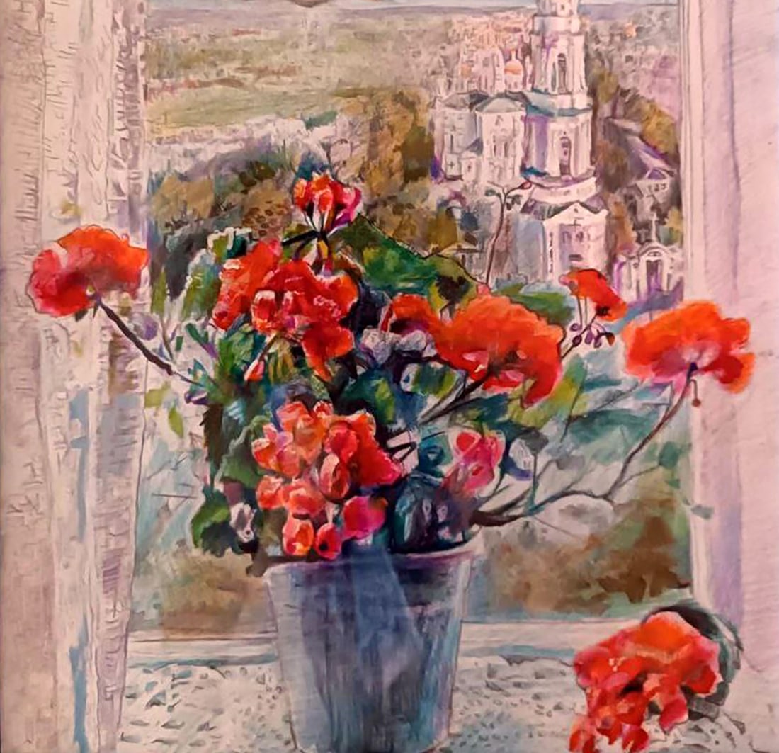 Color pencil painting View from the window Elena Yurko - 7