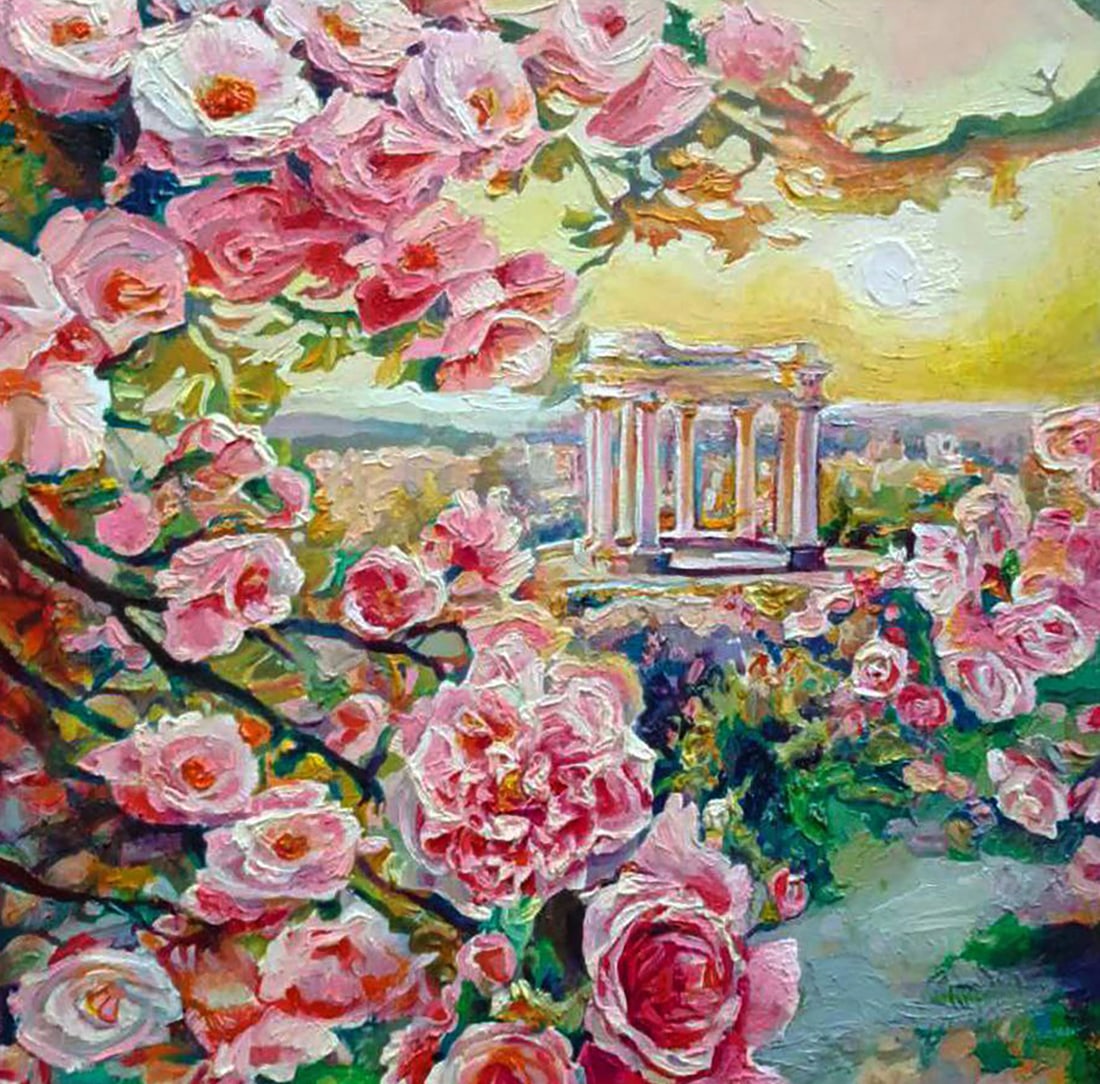 Oil painting City flowers at dawn Elena Yurko - 7