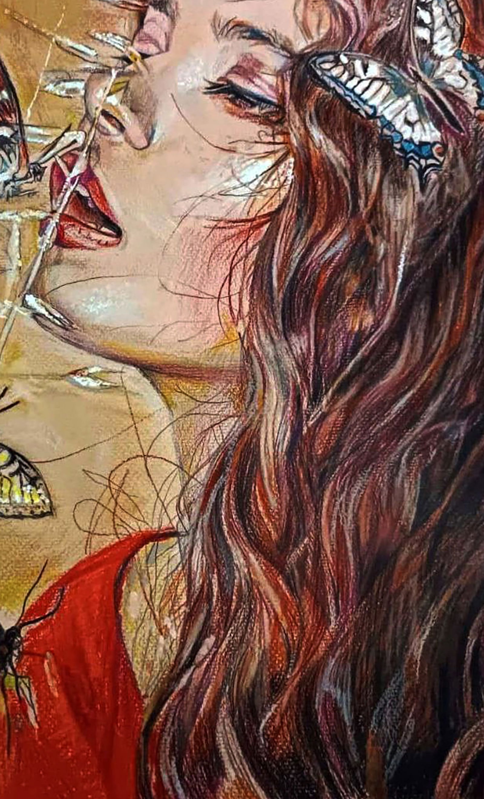Color pencil painting Girl and butterflies Elena Yurko - 5
