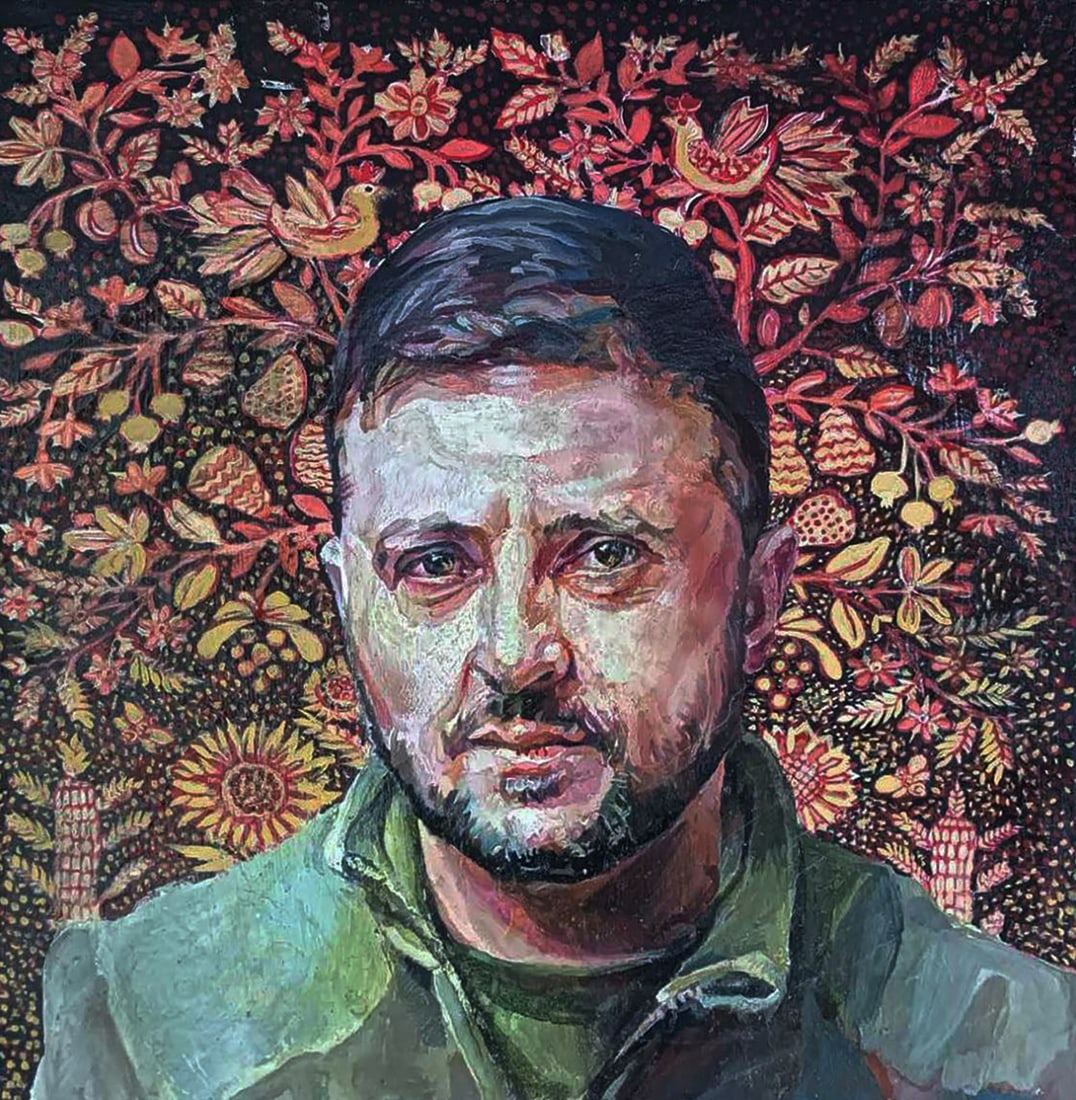 Oil painting Portrait of Volodymyr Zelensky Elena Yurko: Title: Oil painting Portrait of Volodymyr Zelensky Elena Yurko Description: 8YURK Painter: Elena Yurko Size: 30?40 cm/11.81x15.74 inches Components: oil, canvas Original painting CONDITION: excellent