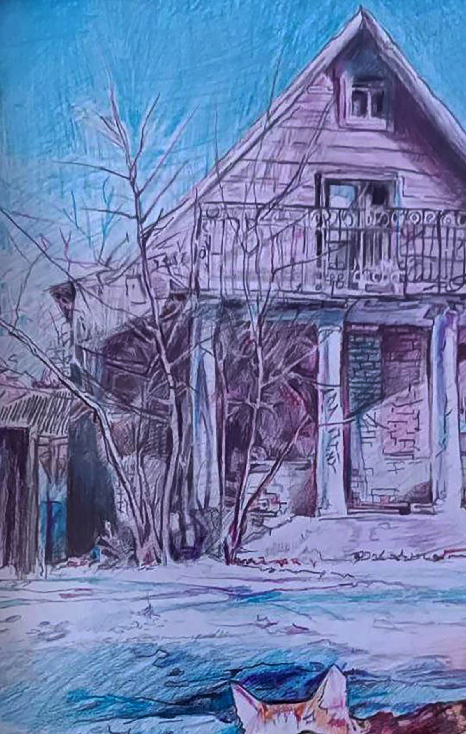 Color pencil painting Under the winter sun Elena Yurko - 3