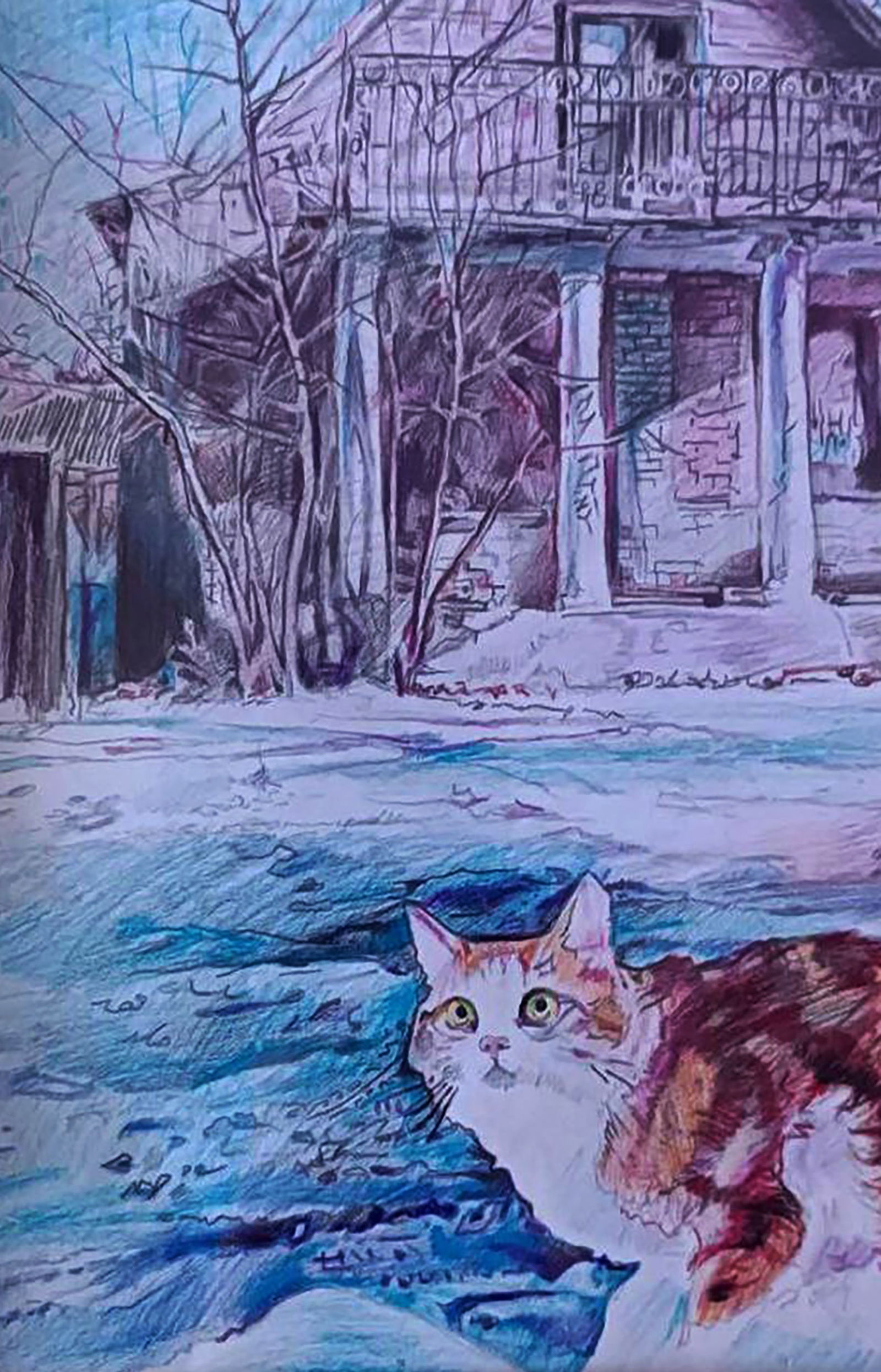 Color pencil painting Under the winter sun Elena Yurko - 4