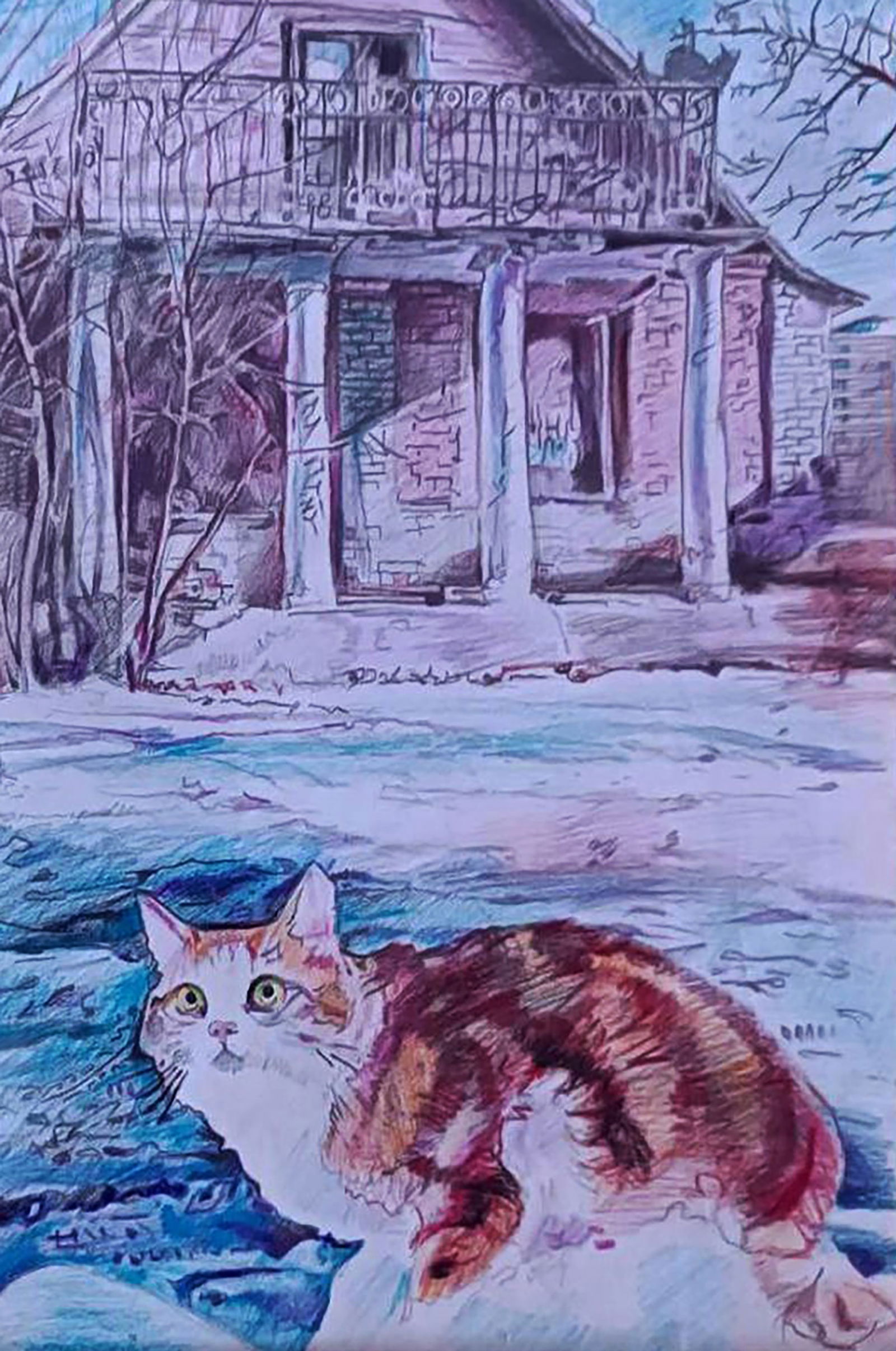 Color pencil painting Under the winter sun Elena Yurko - 5