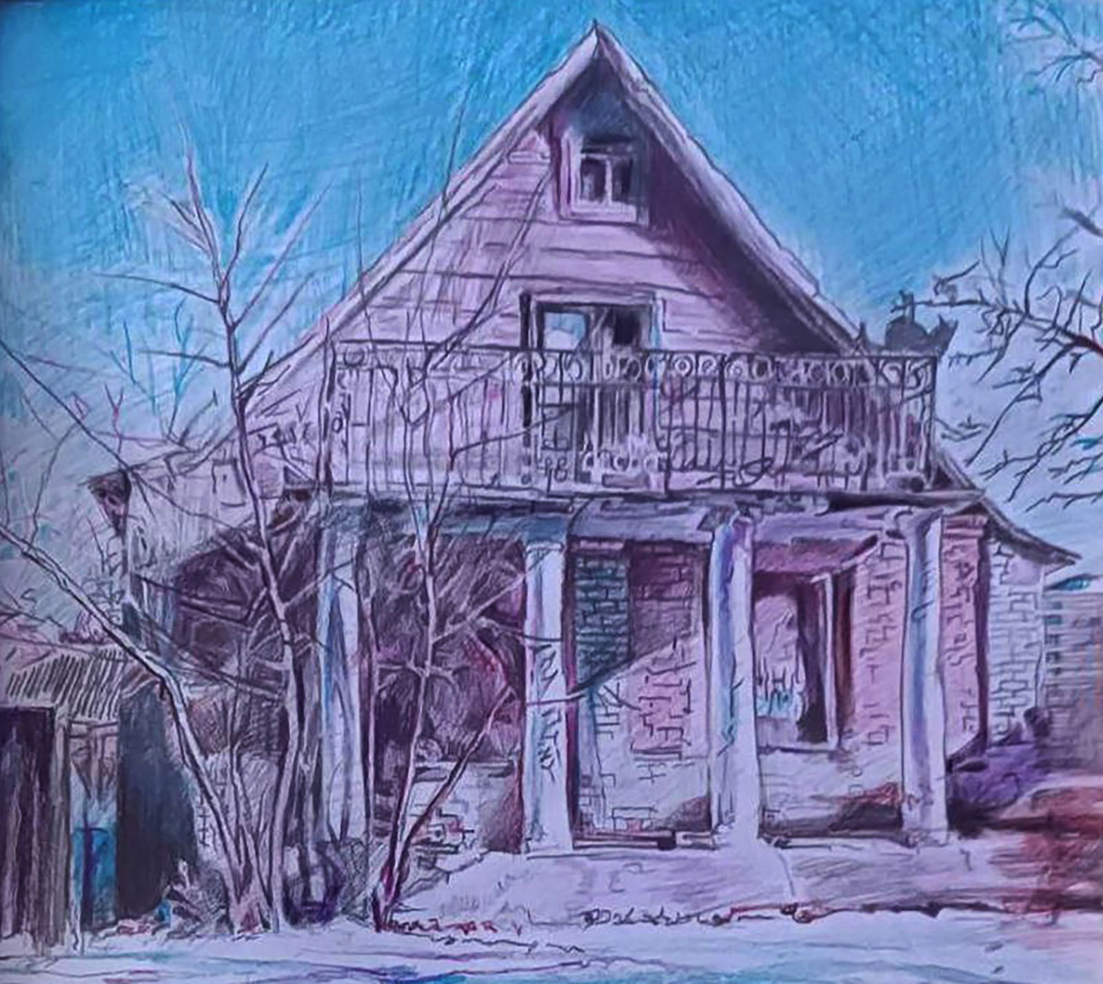 Color pencil painting Under the winter sun Elena Yurko - 7