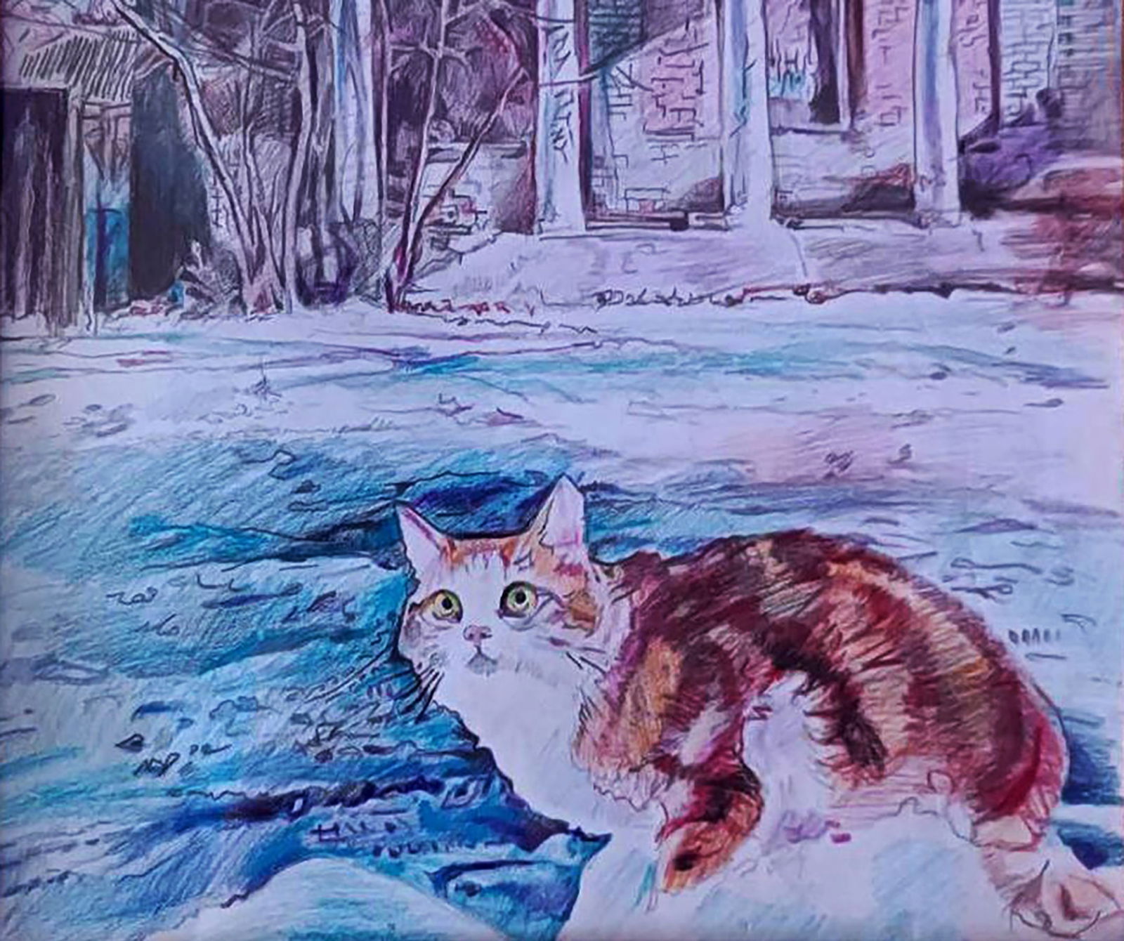 Color pencil painting Under the winter sun Elena Yurko - 8